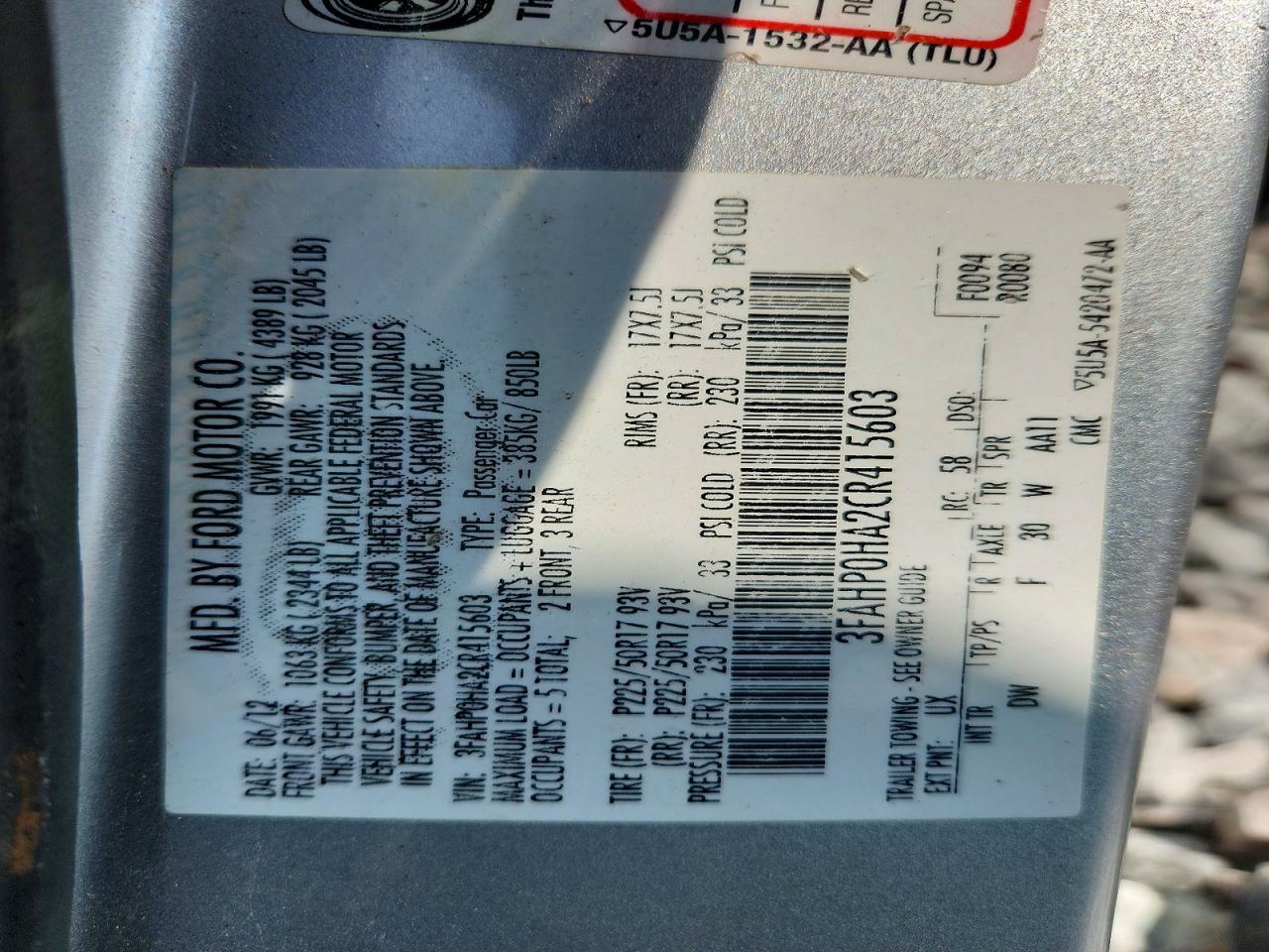 2012 Ford Fusion Se Gray vin: 3FAHP0HA2CR415603