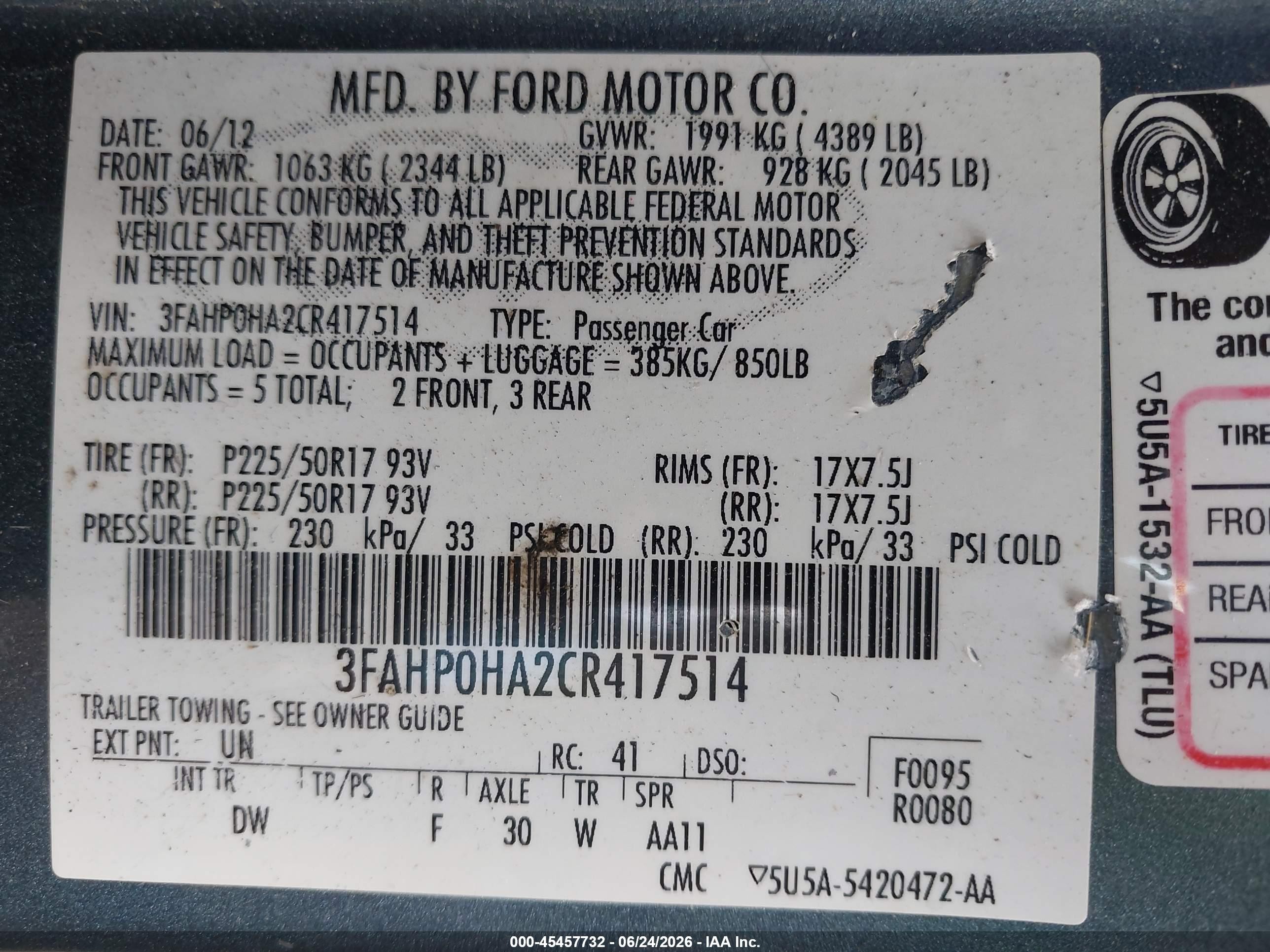 2012 Ford Fusion Se Blue vin: 3FAHP0HA2CR417514