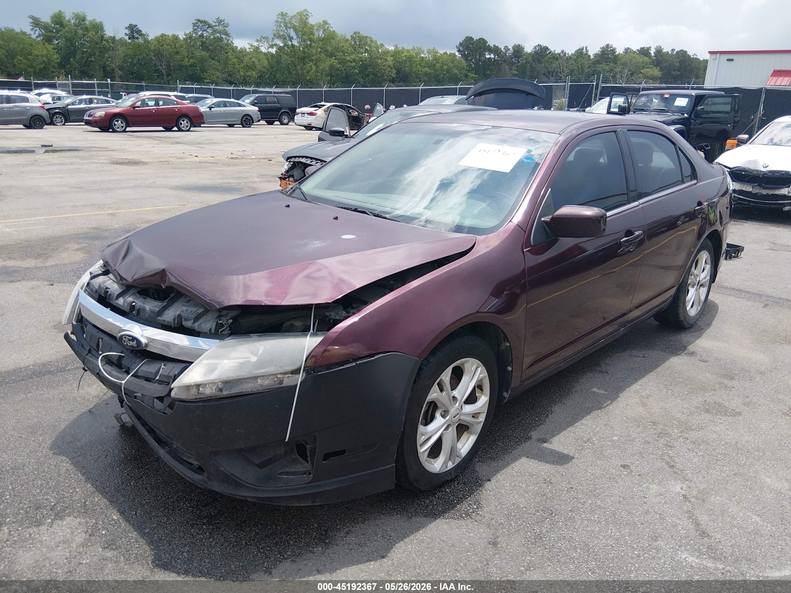 2012 Ford Fusion Se Burgundy vin: 3FAHP0HA2CR419893
