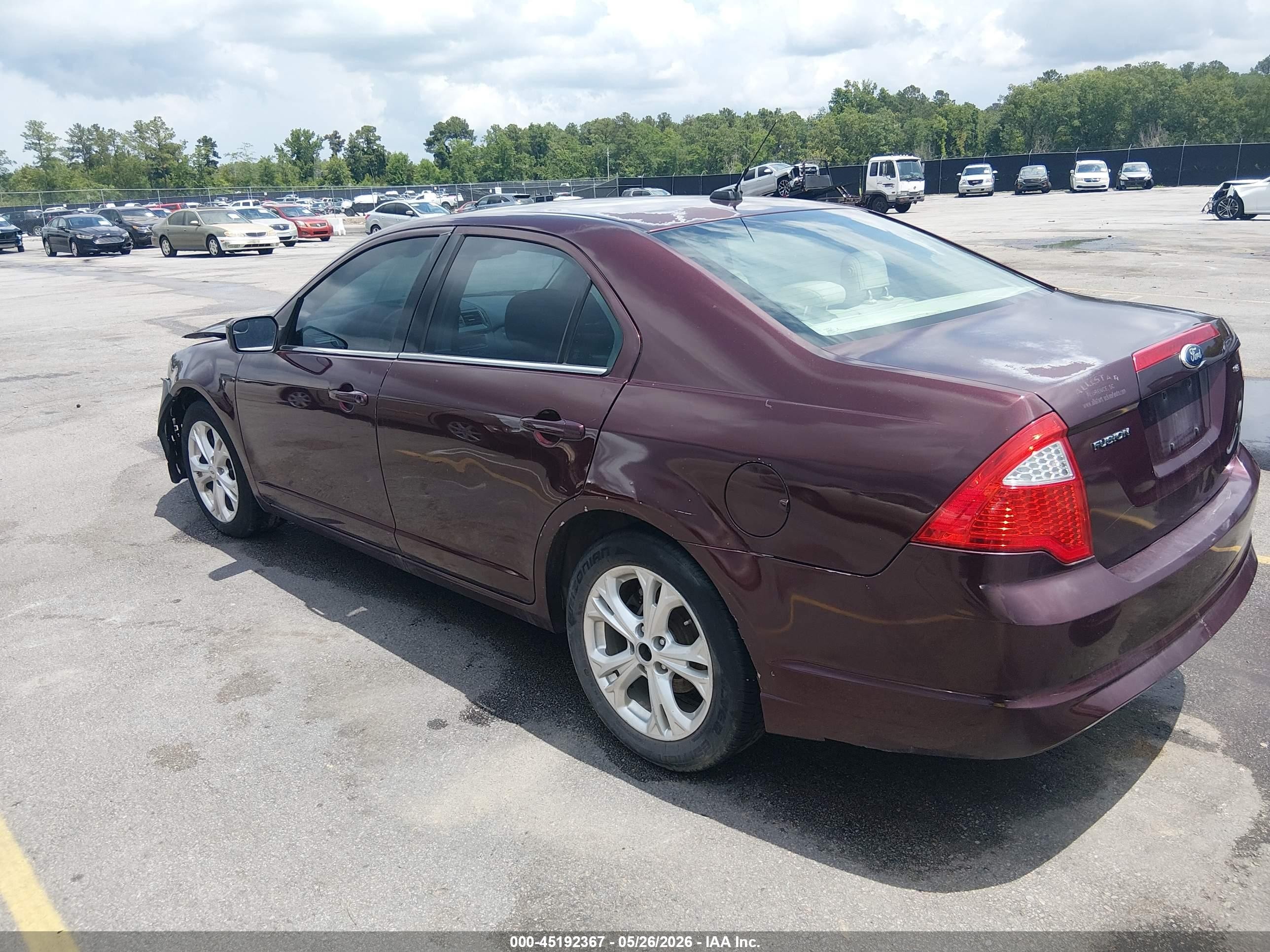2012 Ford Fusion Se Burgundy vin: 3FAHP0HA2CR419893