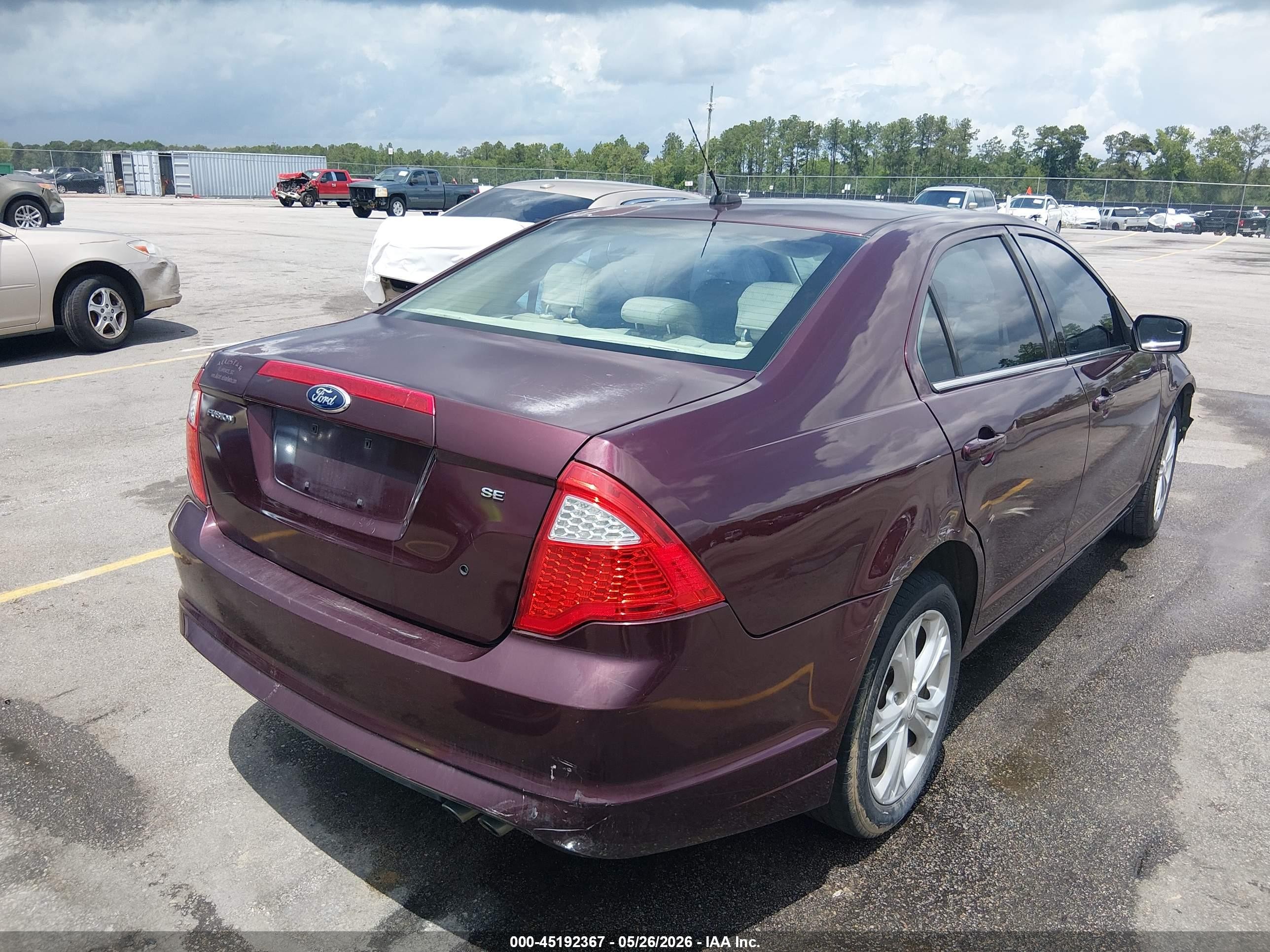 2012 Ford Fusion Se Burgundy vin: 3FAHP0HA2CR419893