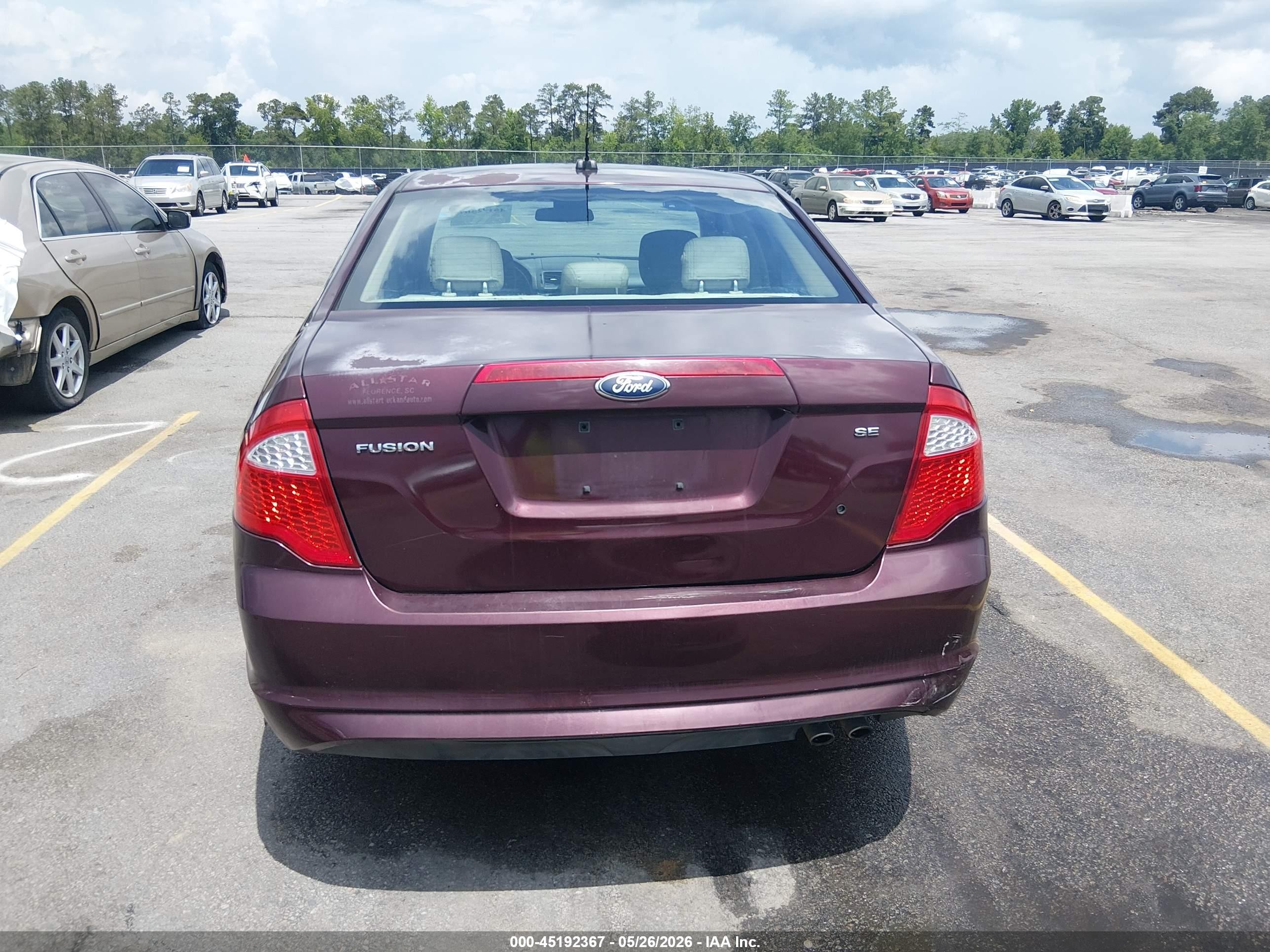 2012 Ford Fusion Se Burgundy vin: 3FAHP0HA2CR419893