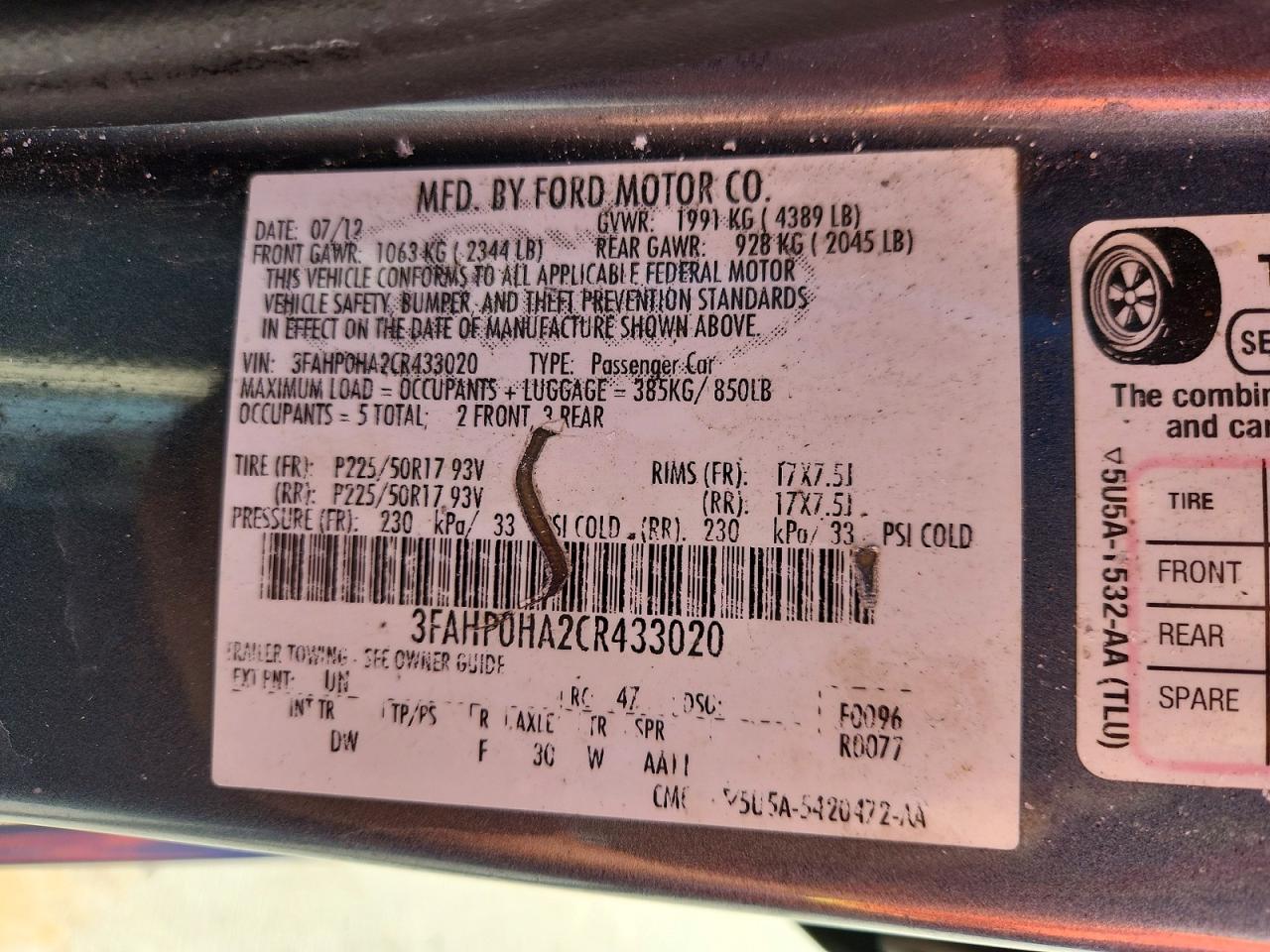 2012 Ford Fusion Se Blue vin: 3FAHP0HA2CR433020
