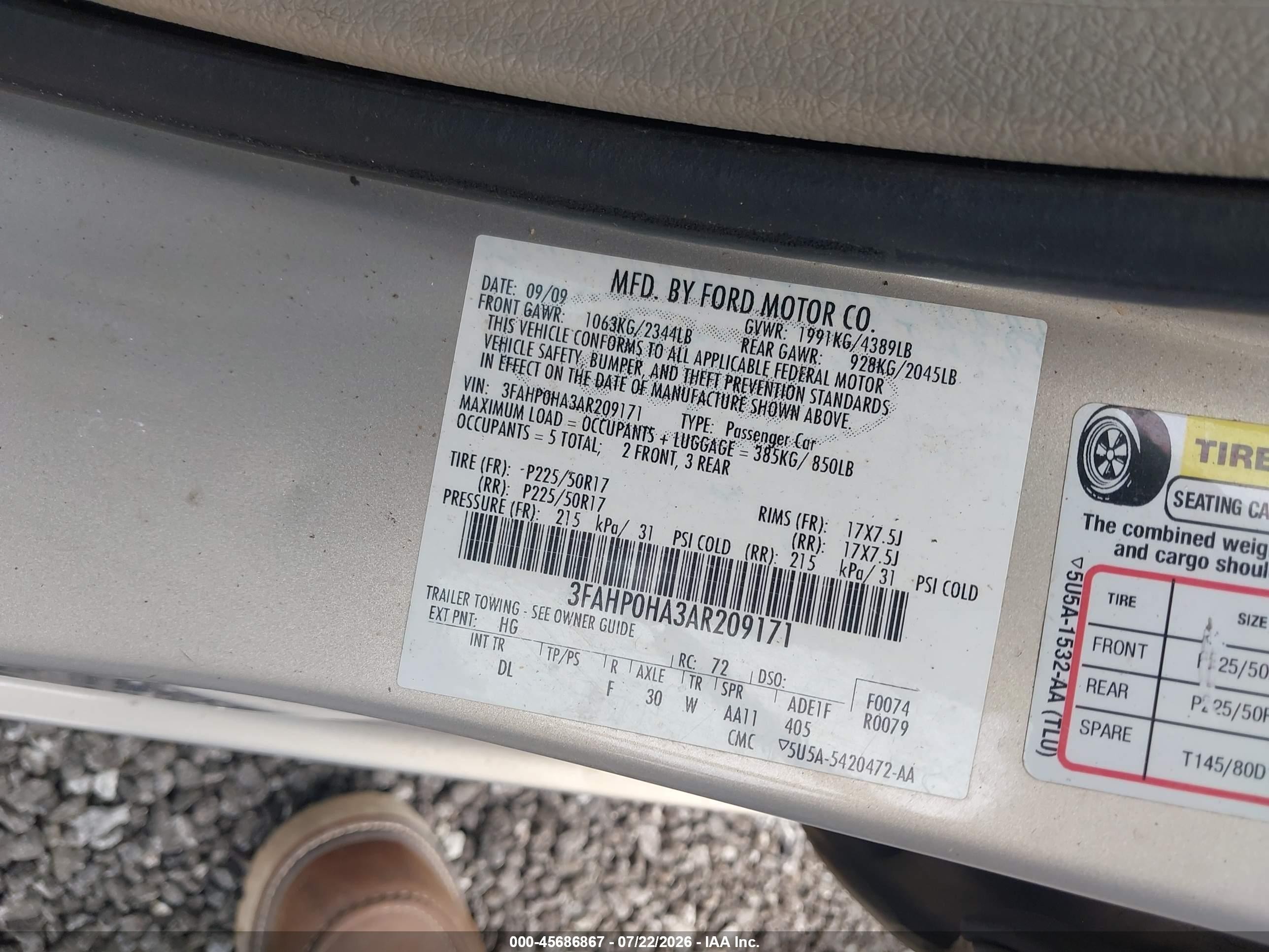 2010 Ford Fusion Se Gray vin: 3FAHP0HA3AR209171