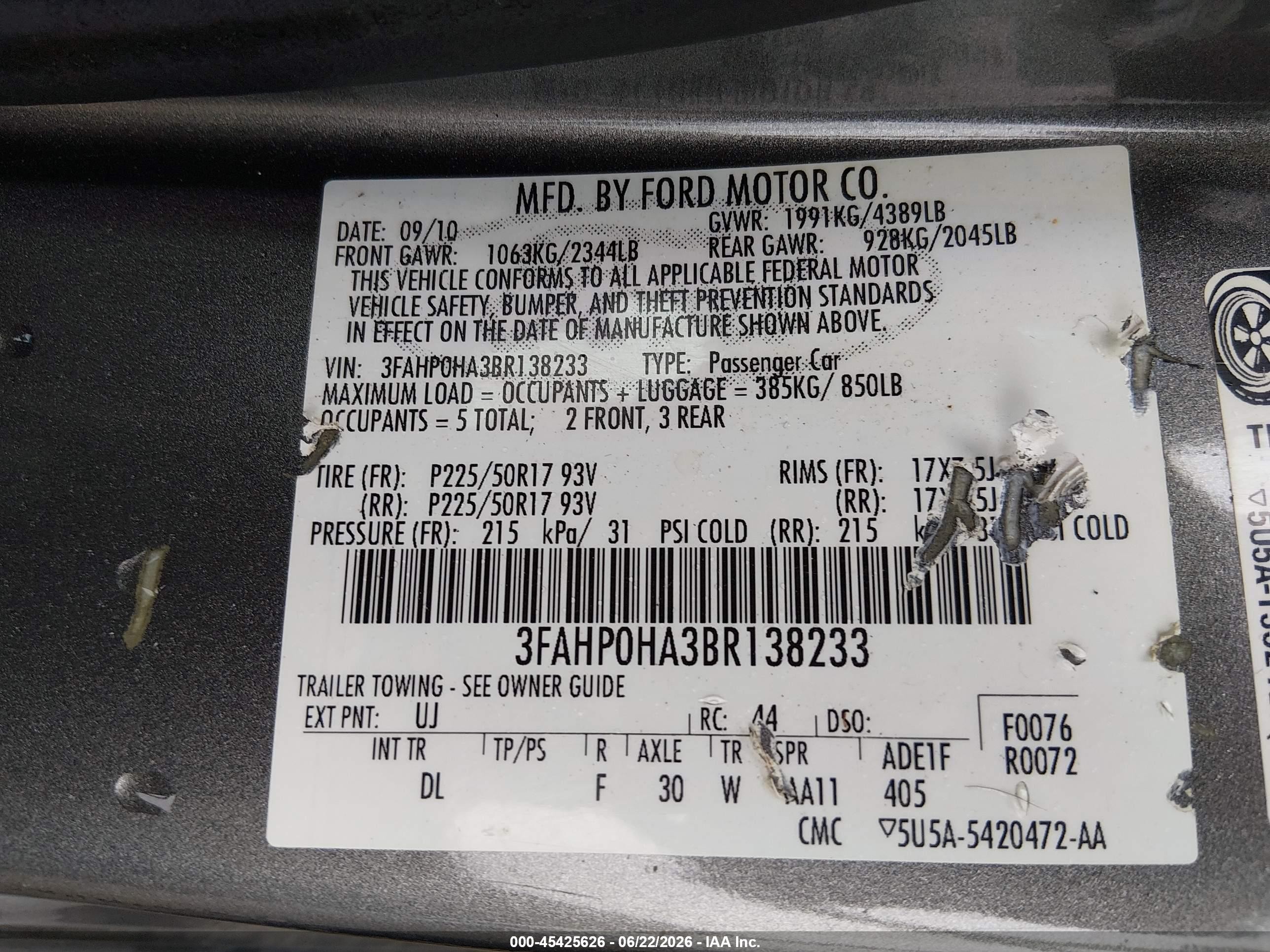 2011 Ford Fusion Se Gray vin: 3FAHP0HA3BR138233