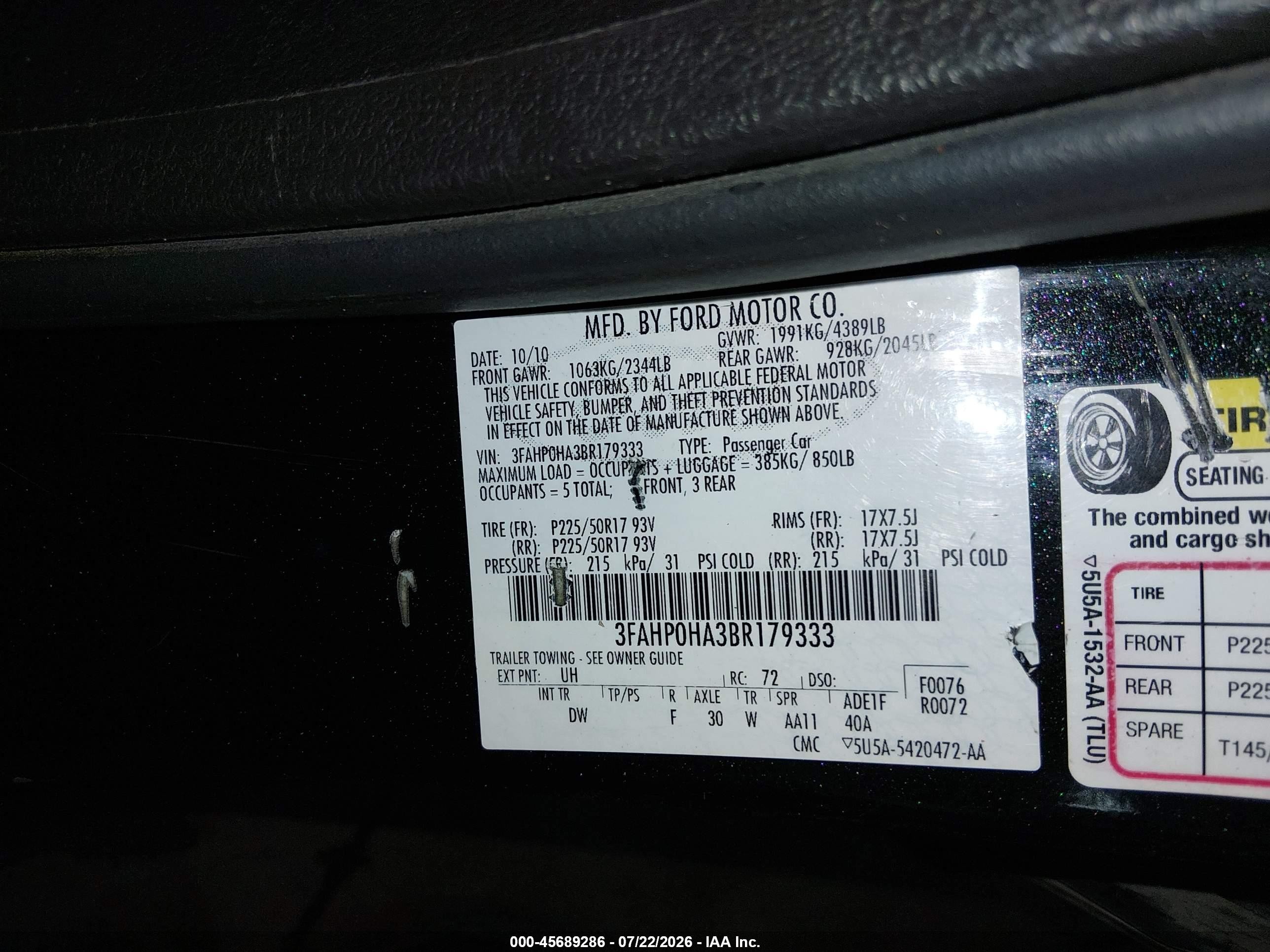 2011 Ford Fusion Se Black vin: 3FAHP0HA3BR179333