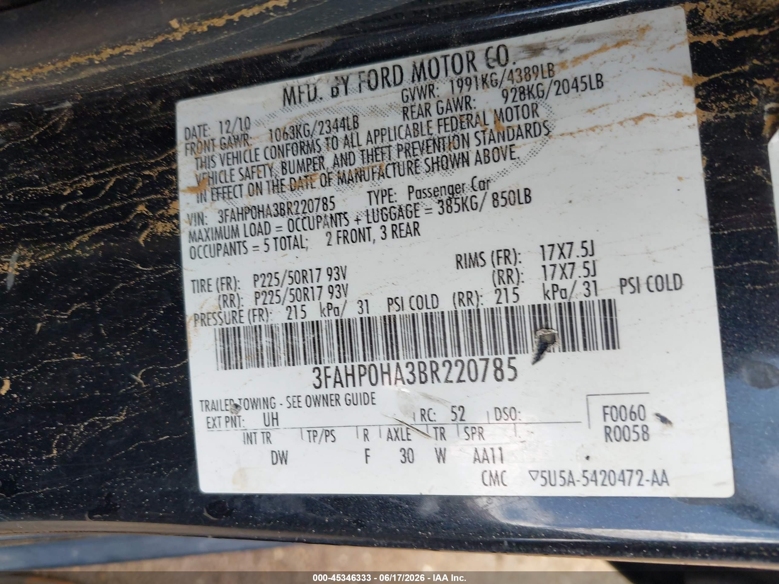 2011 Ford Fusion Se Black vin: 3FAHP0HA3BR220785