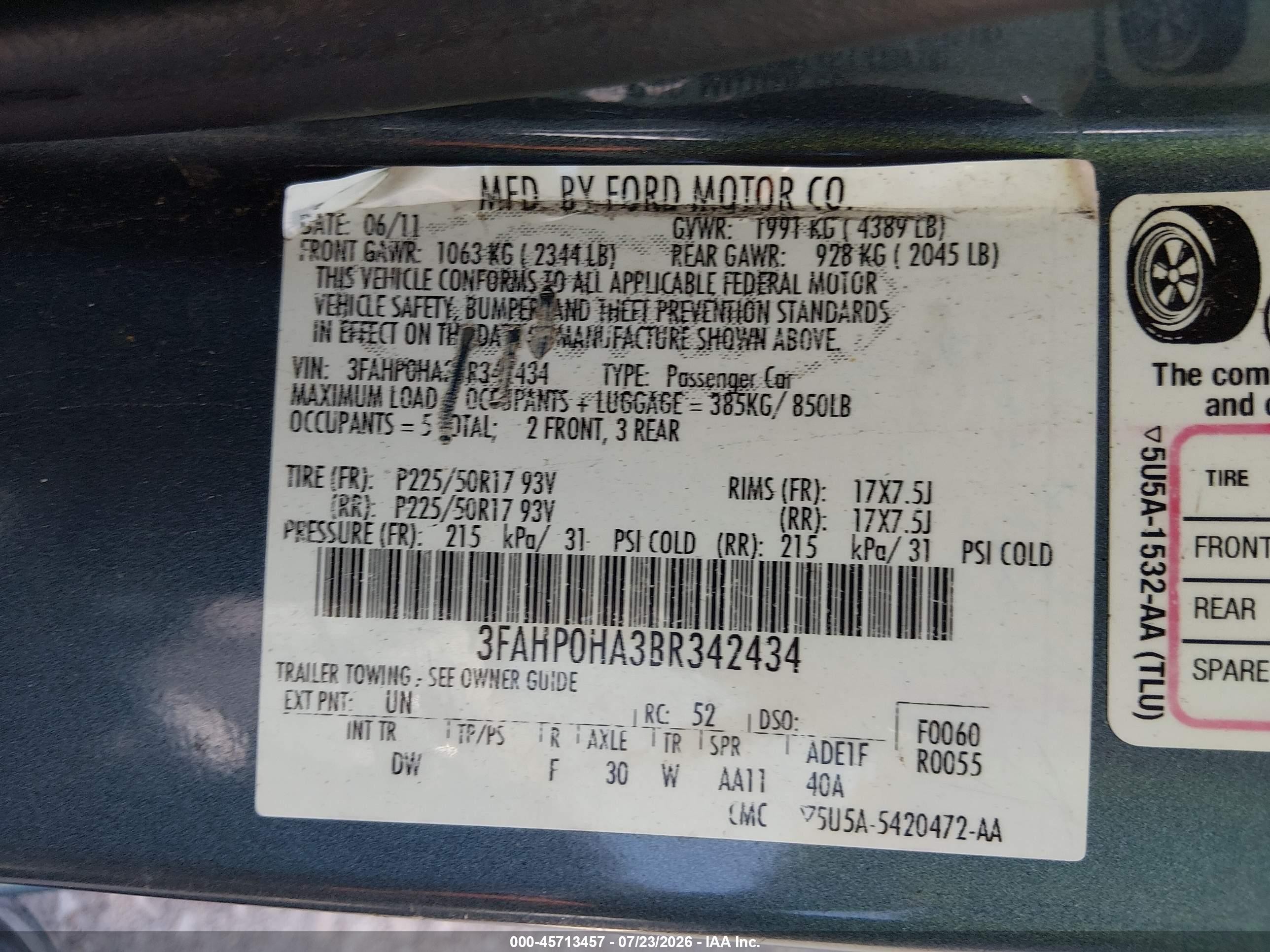 2011 Ford Fusion Se Green vin: 3FAHP0HA3BR342434