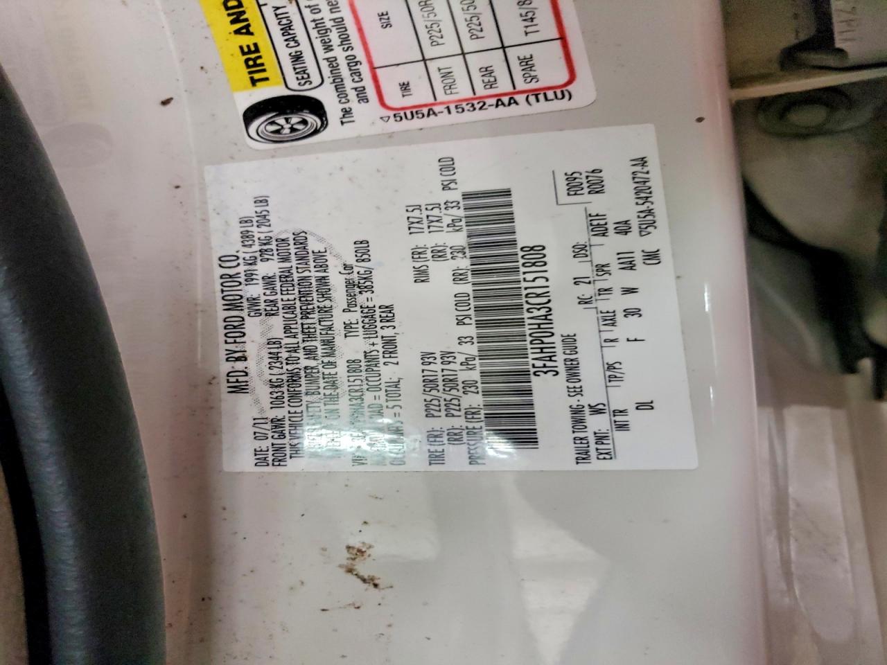 2012 Ford Fusion Se White vin: 3FAHP0HA3CR151808