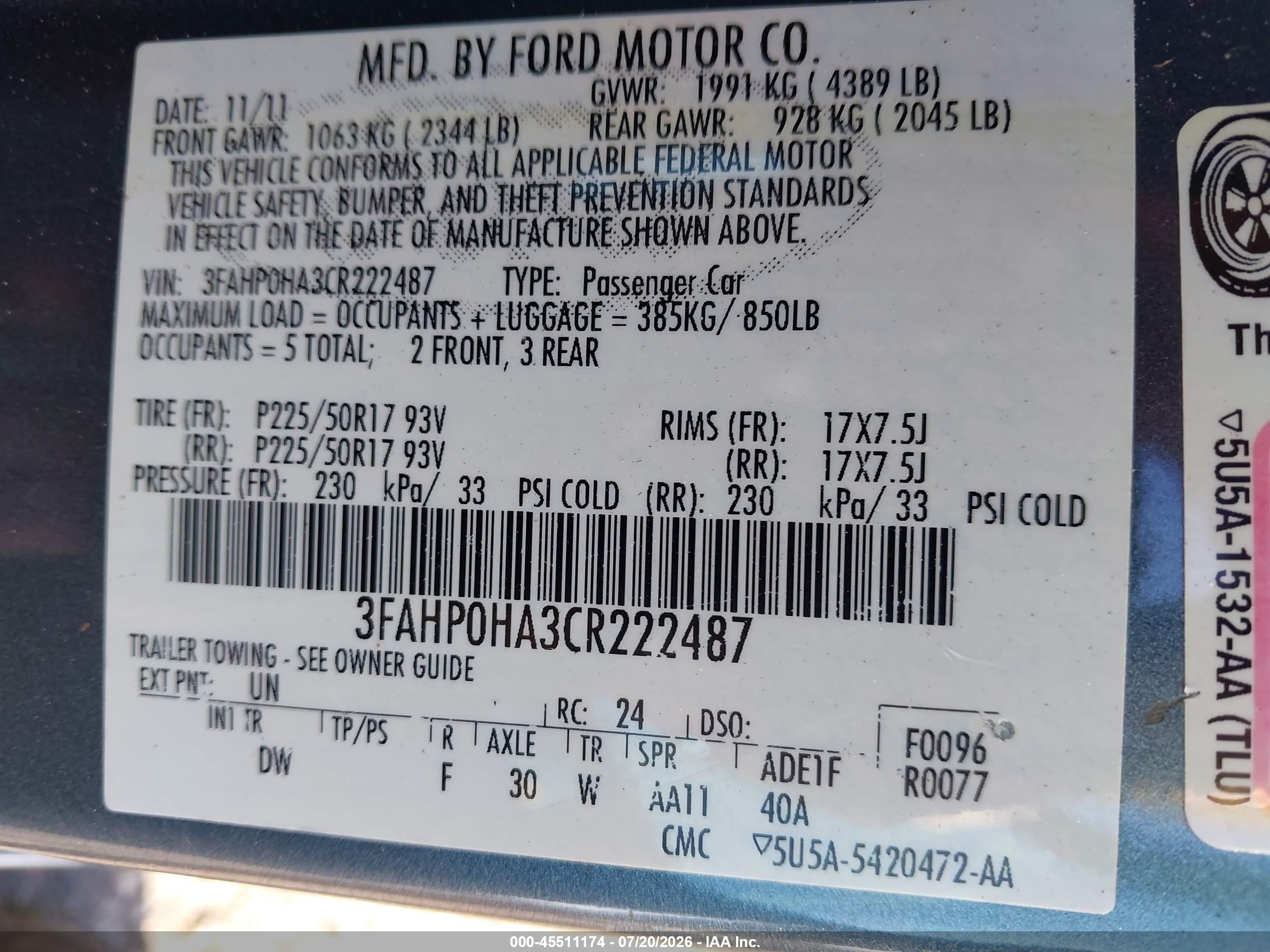 2012 Ford Fusion Se Green vin: 3FAHP0HA3CR222487
