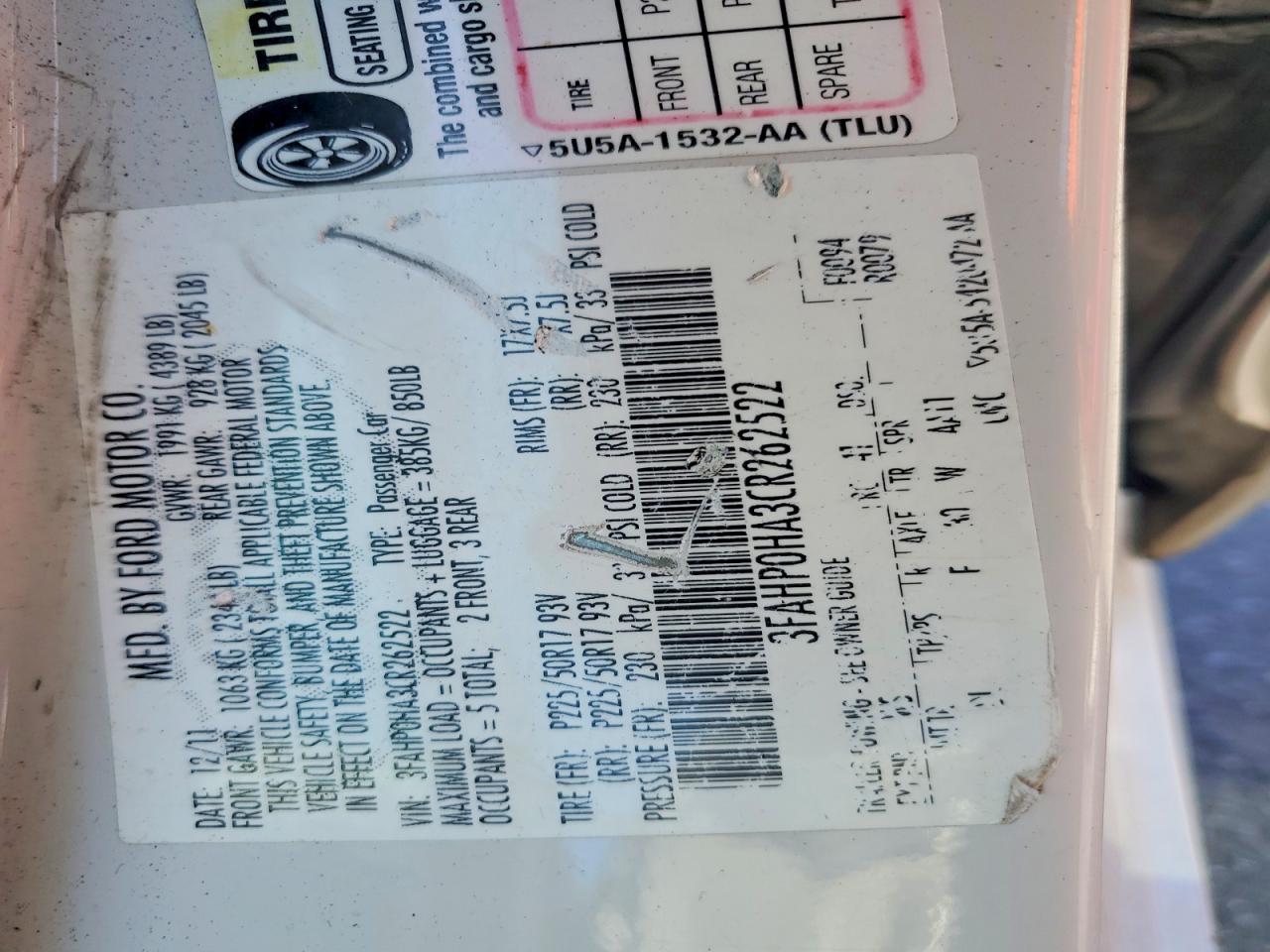 2012 Ford Fusion Se White vin: 3FAHP0HA3CR262522