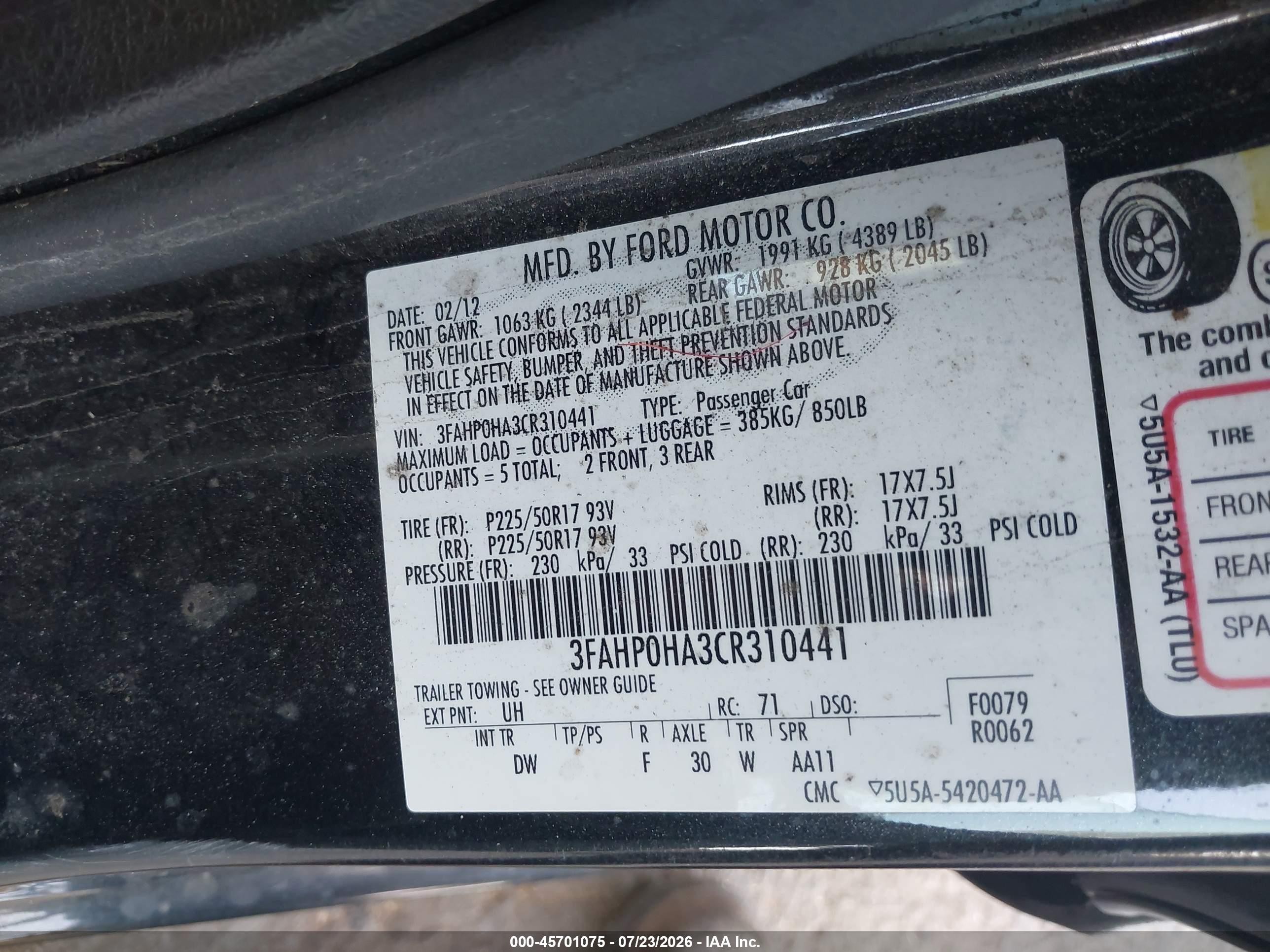 2012 Ford Fusion Se Black vin: 3FAHP0HA3CR310441