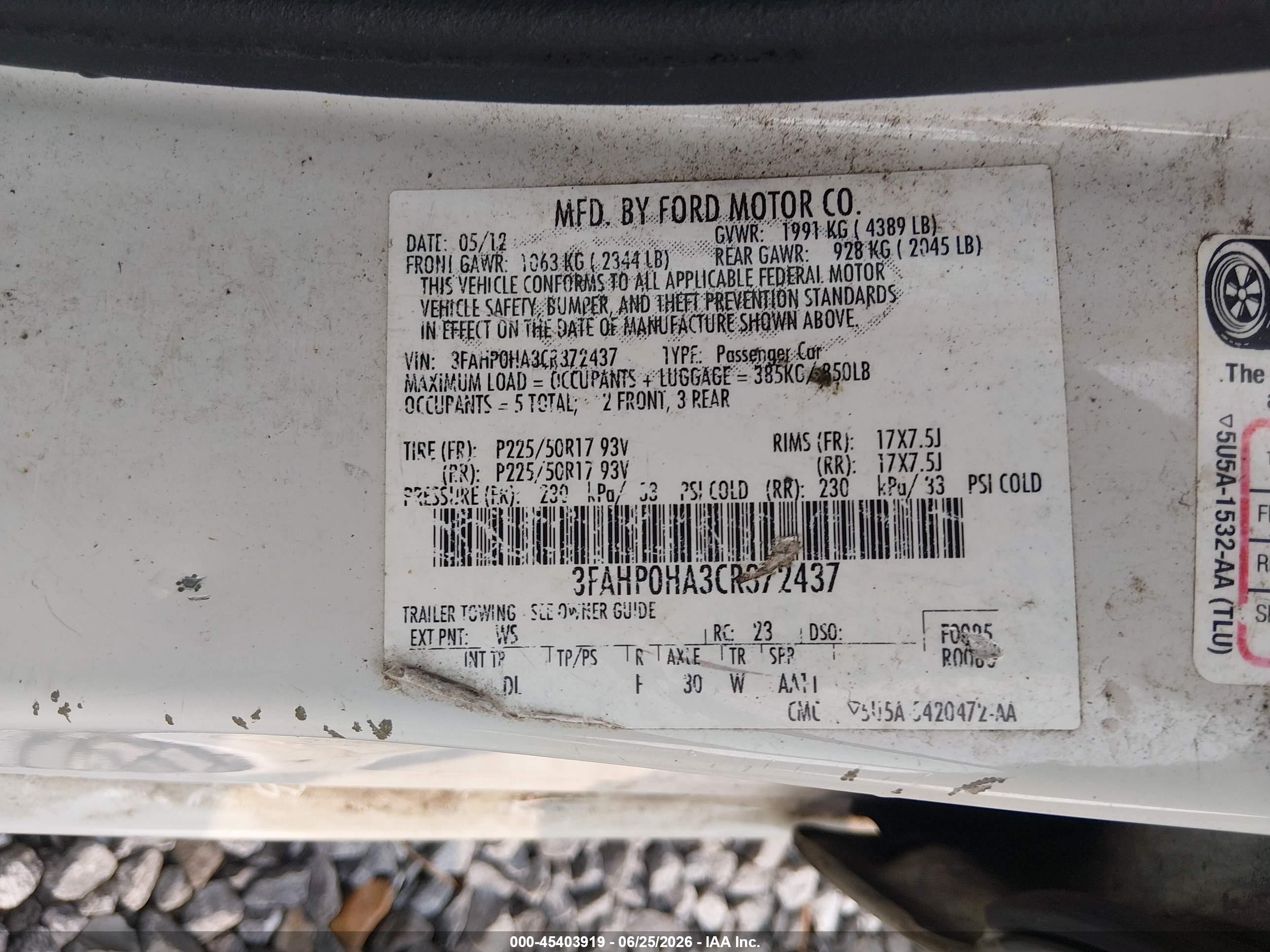 2012 Ford Fusion Se White vin: 3FAHP0HA3CR372437