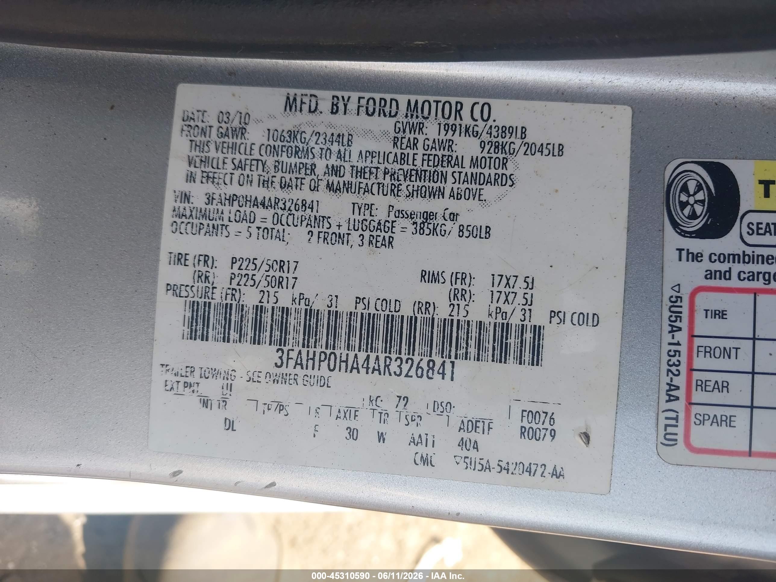 2010 Ford Fusion Se Silver vin: 3FAHP0HA4AR326841