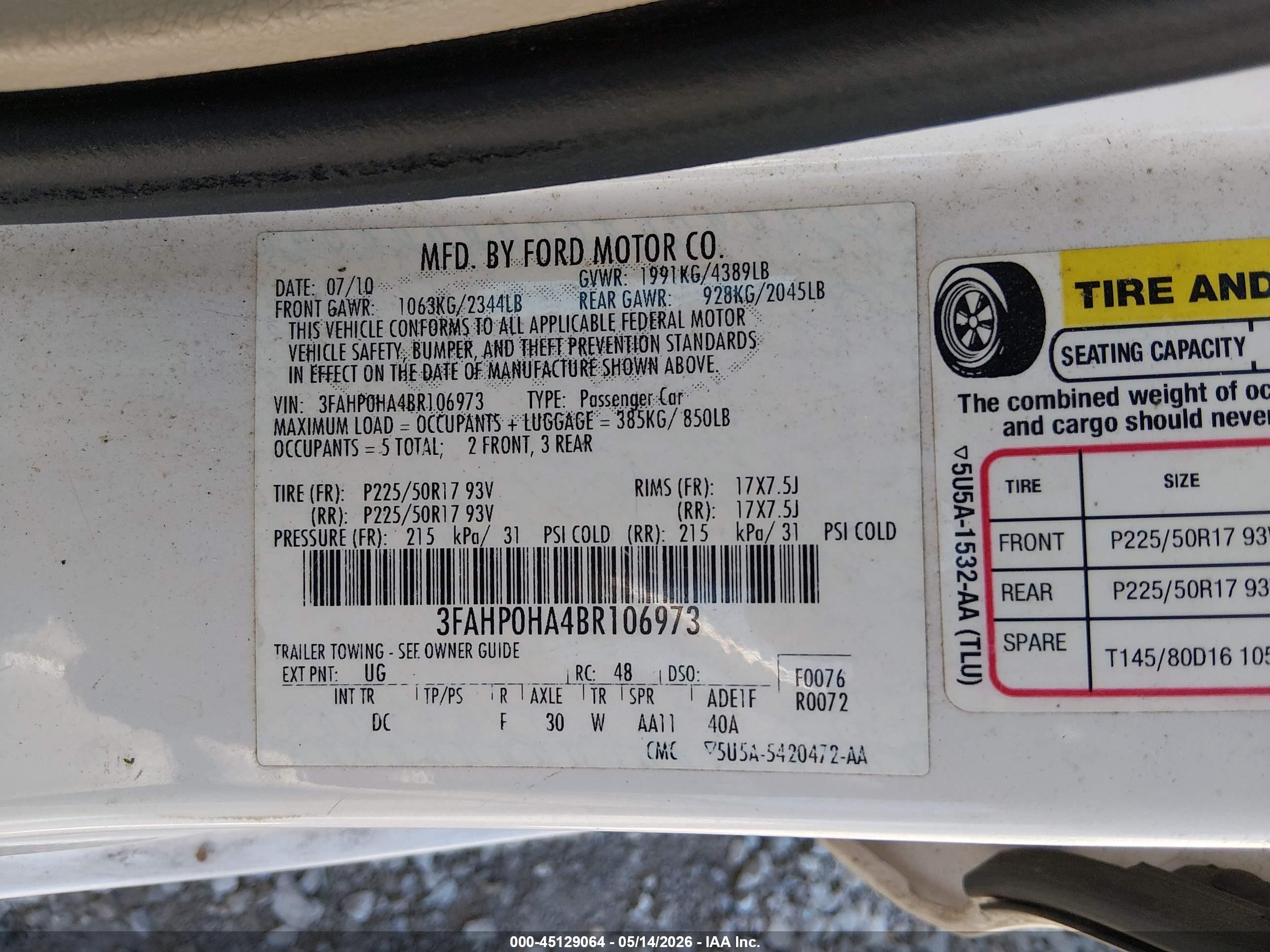 2011 Ford Fusion Se White vin: 3FAHP0HA4BR106973