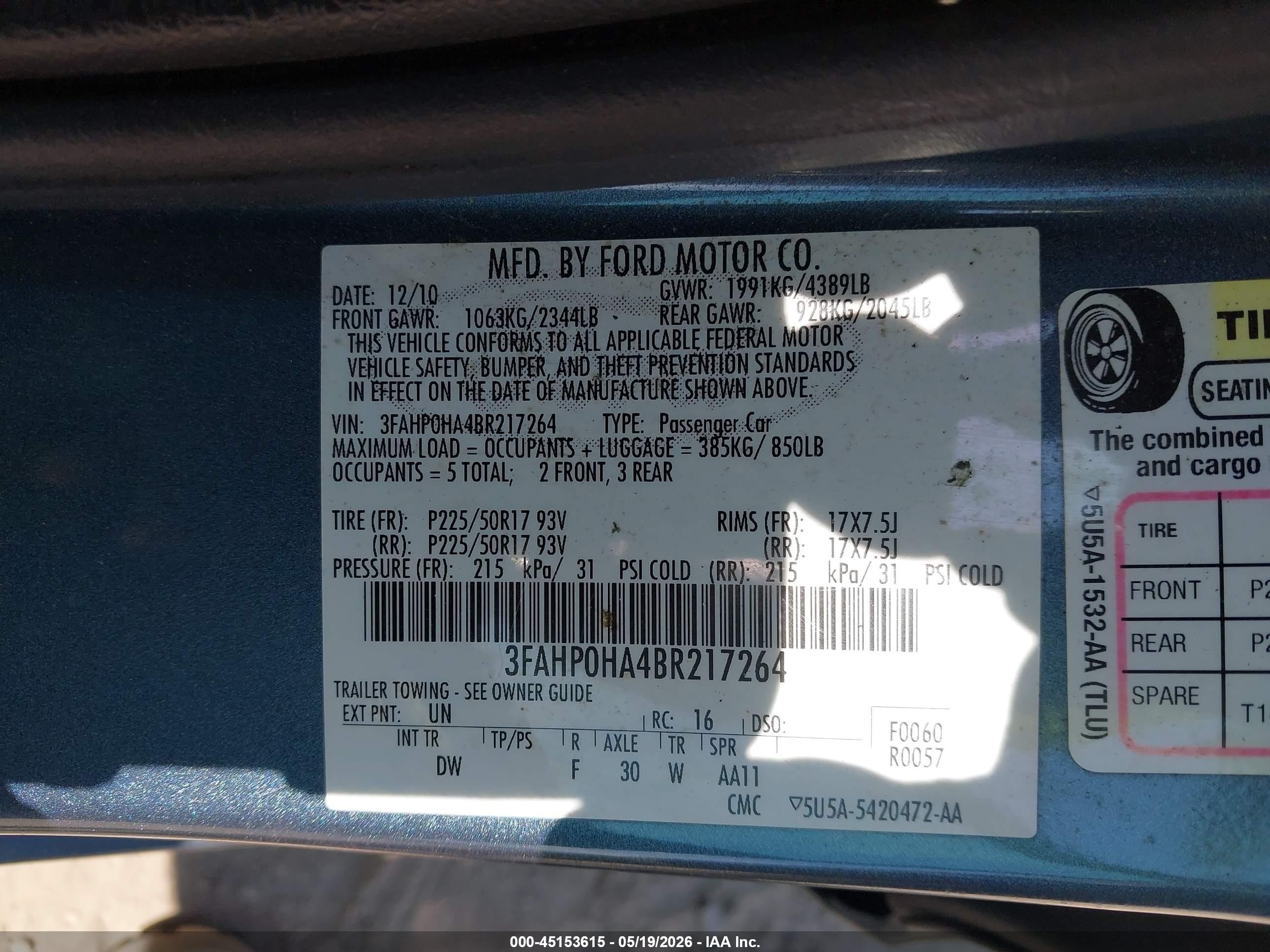2011 Ford Fusion Se Синий vin: 3FAHP0HA4BR217264