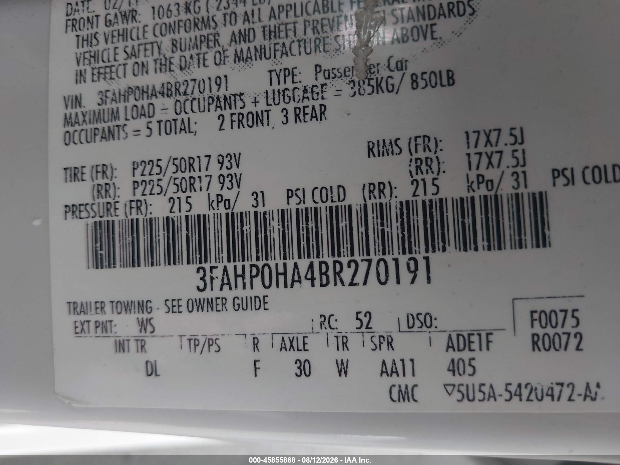 2011 Ford Fusion Se White vin: 3FAHP0HA4BR270191