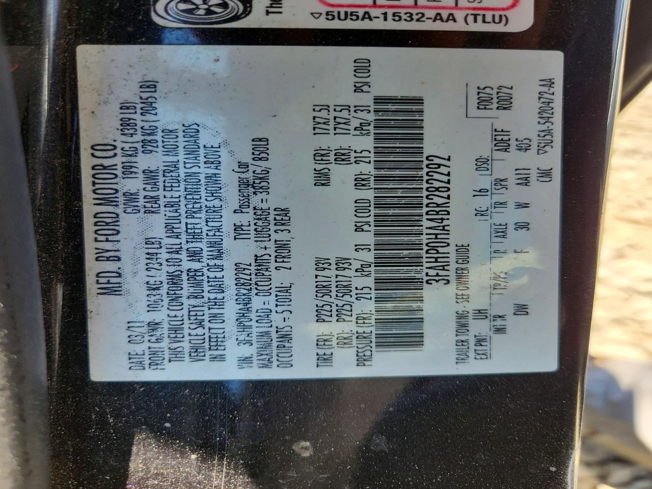 2011 Ford Fusion Se Черный vin: 3FAHP0HA4BR282292