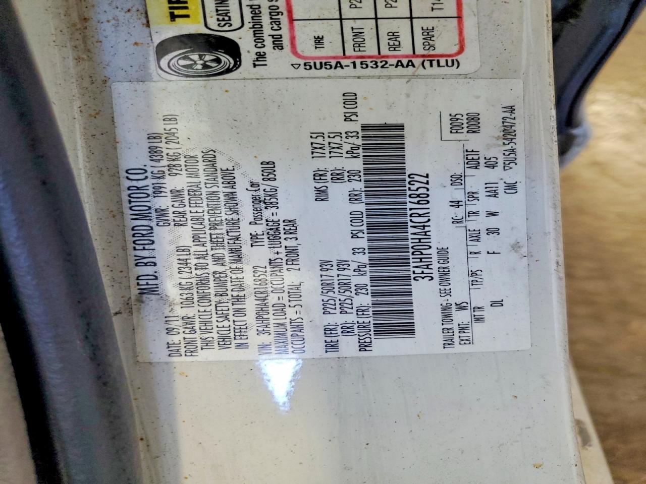 2012 Ford Fusion Se White vin: 3FAHP0HA4CR168522
