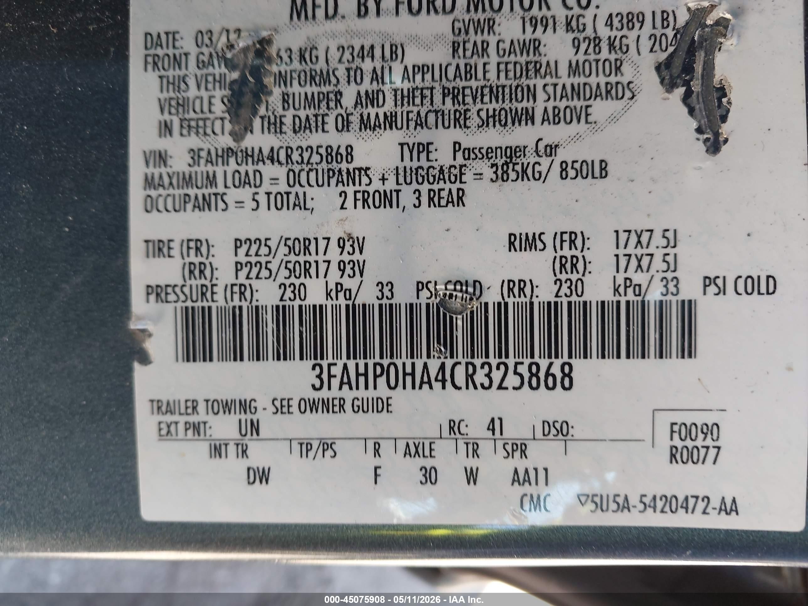 2012 Ford Fusion Se Blue vin: 3FAHP0HA4CR325868