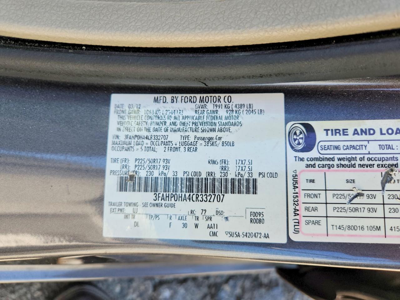 2012 Ford Fusion Se Серый vin: 3FAHP0HA4CR332707