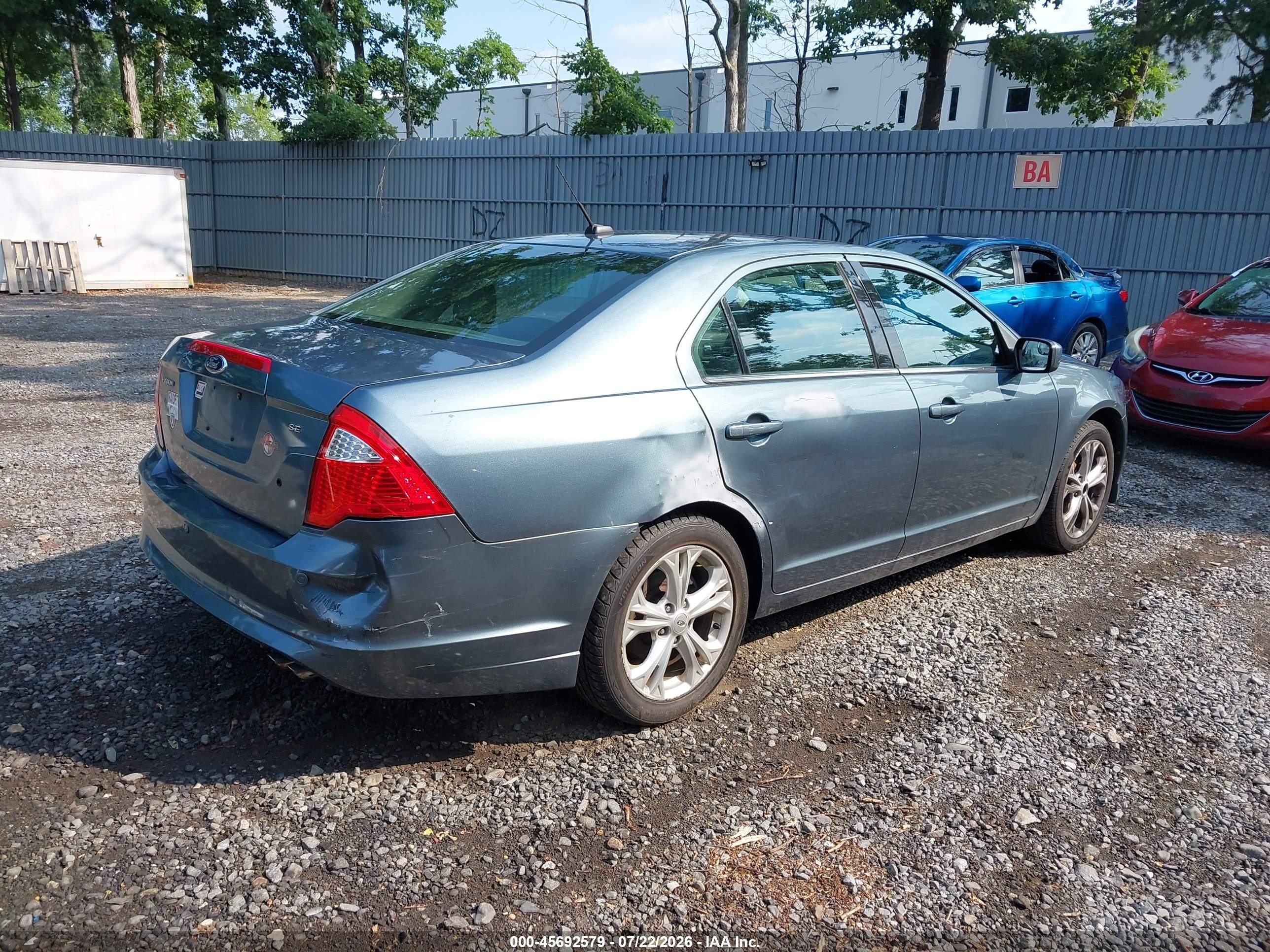 2012 Ford Fusion Se Blue vin: 3FAHP0HA4CR387237