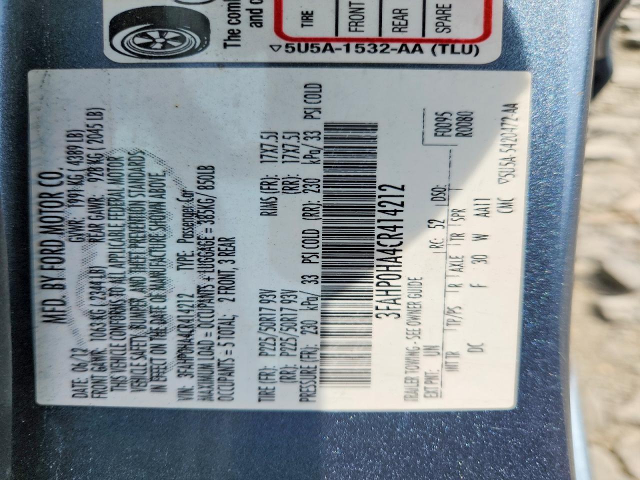 2012 Ford Fusion Se Gray vin: 3FAHP0HA4CR414212