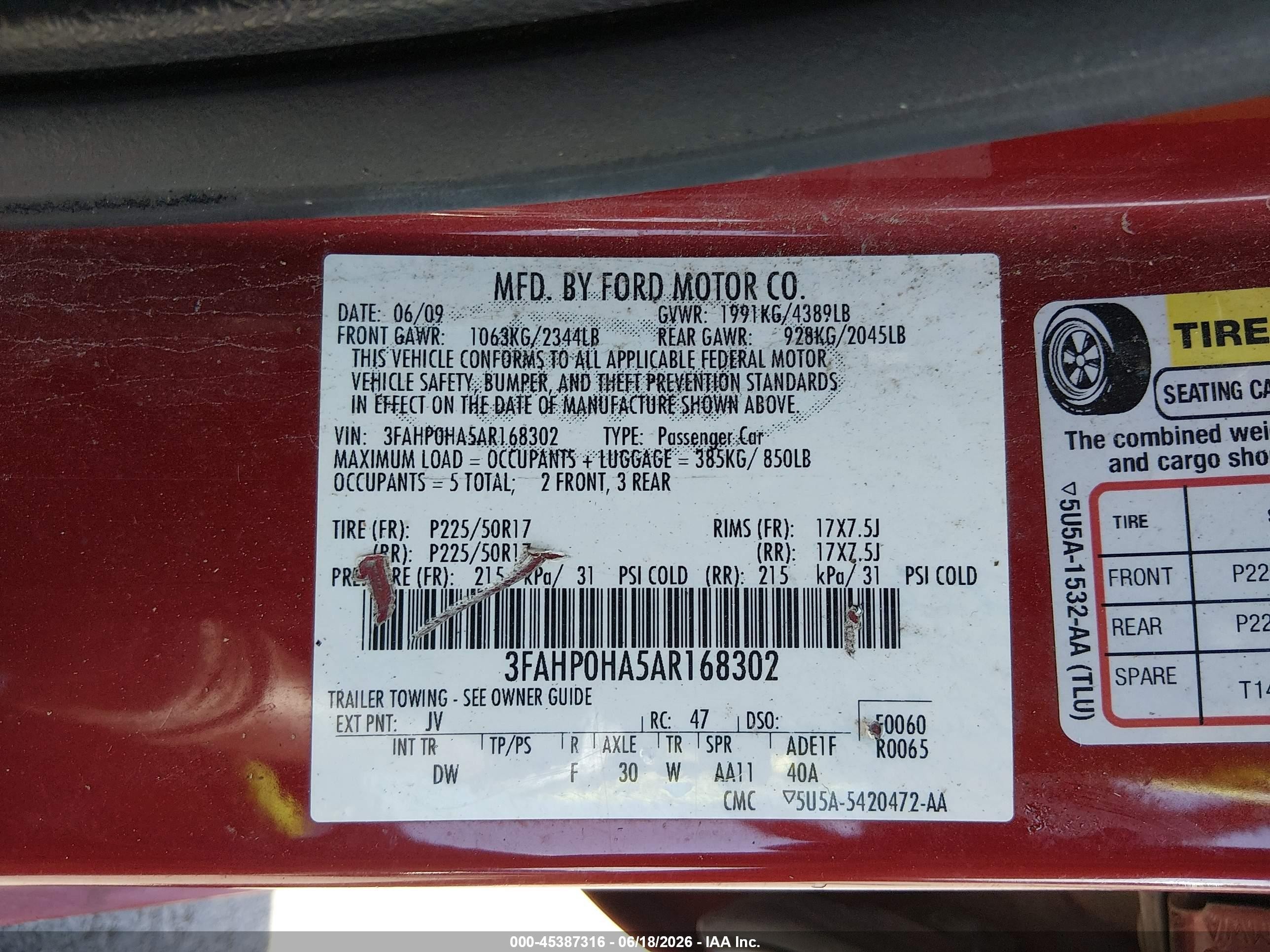 2010 Ford Fusion Se Red vin: 3FAHP0HA5AR168302