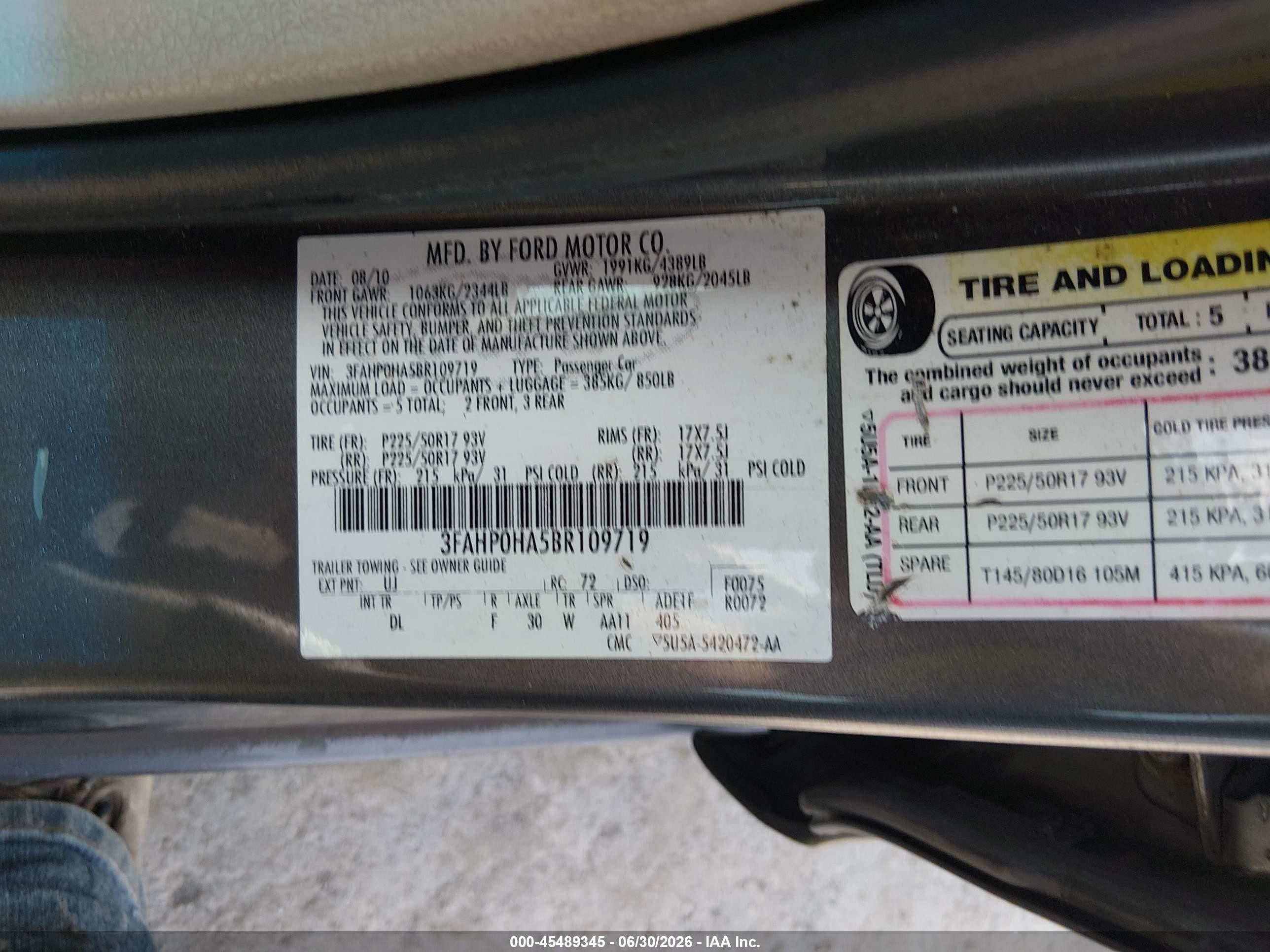 2011 Ford Fusion Se Gray vin: 3FAHP0HA5BR109719