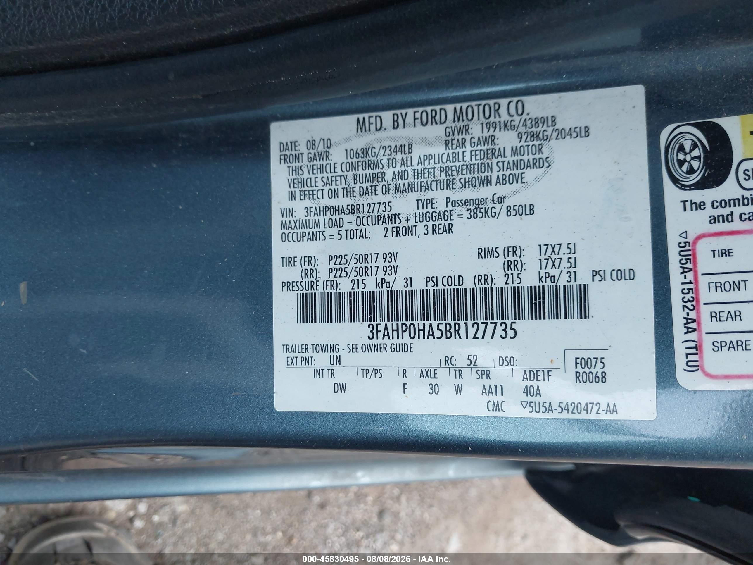 2011 Ford Fusion Se Blue vin: 3FAHP0HA5BR127735