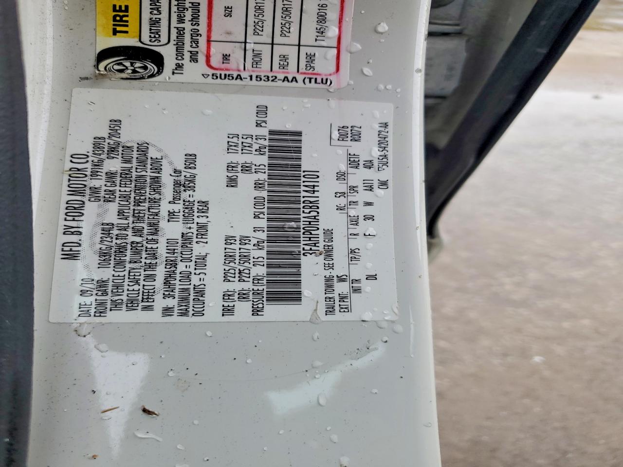 2011 Ford Fusion Se White vin: 3FAHP0HA5BR144101