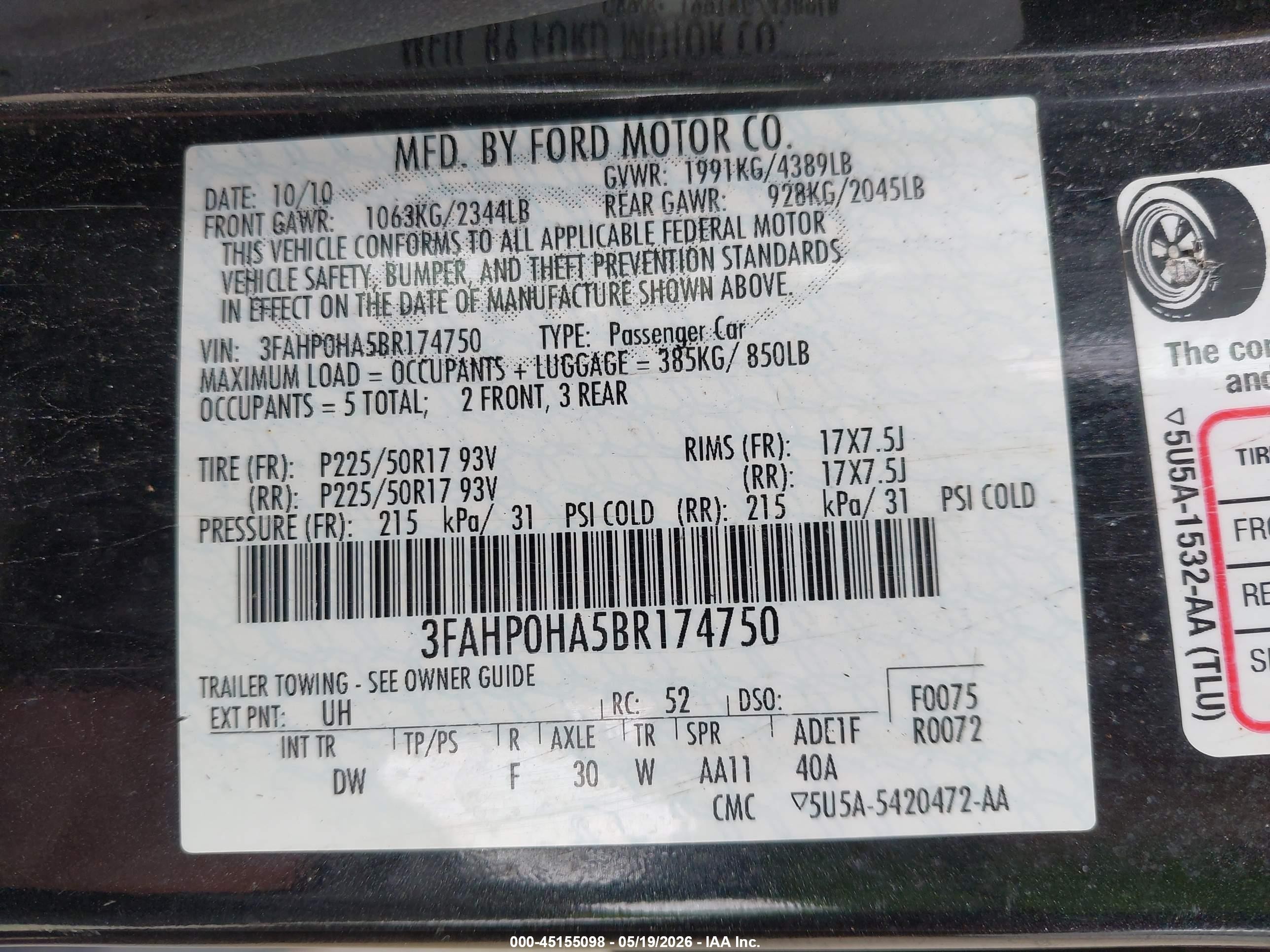 2011 Ford Fusion Se Черный vin: 3FAHP0HA5BR174750