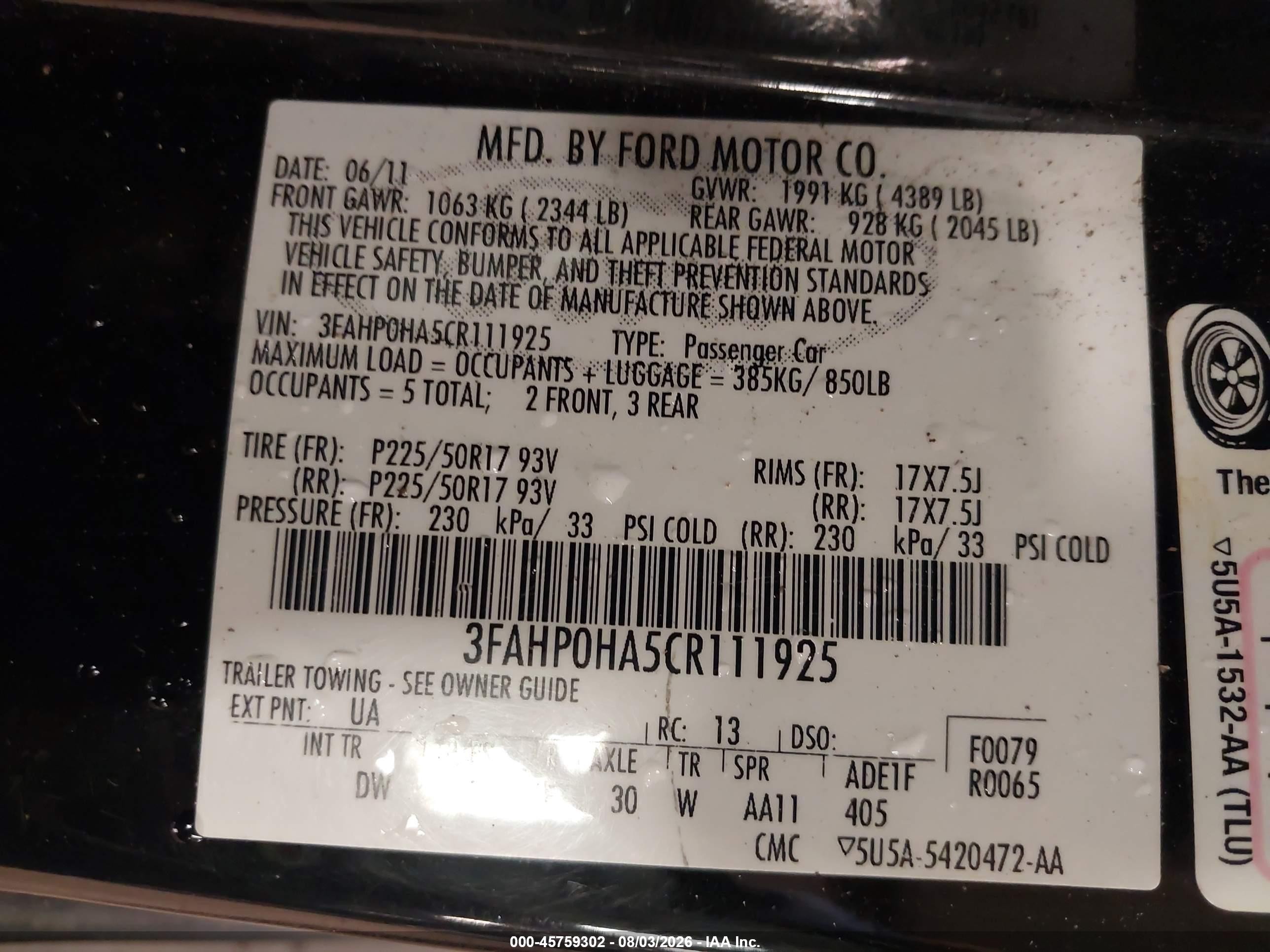 2012 Ford Fusion Se Black vin: 3FAHP0HA5CR111925
