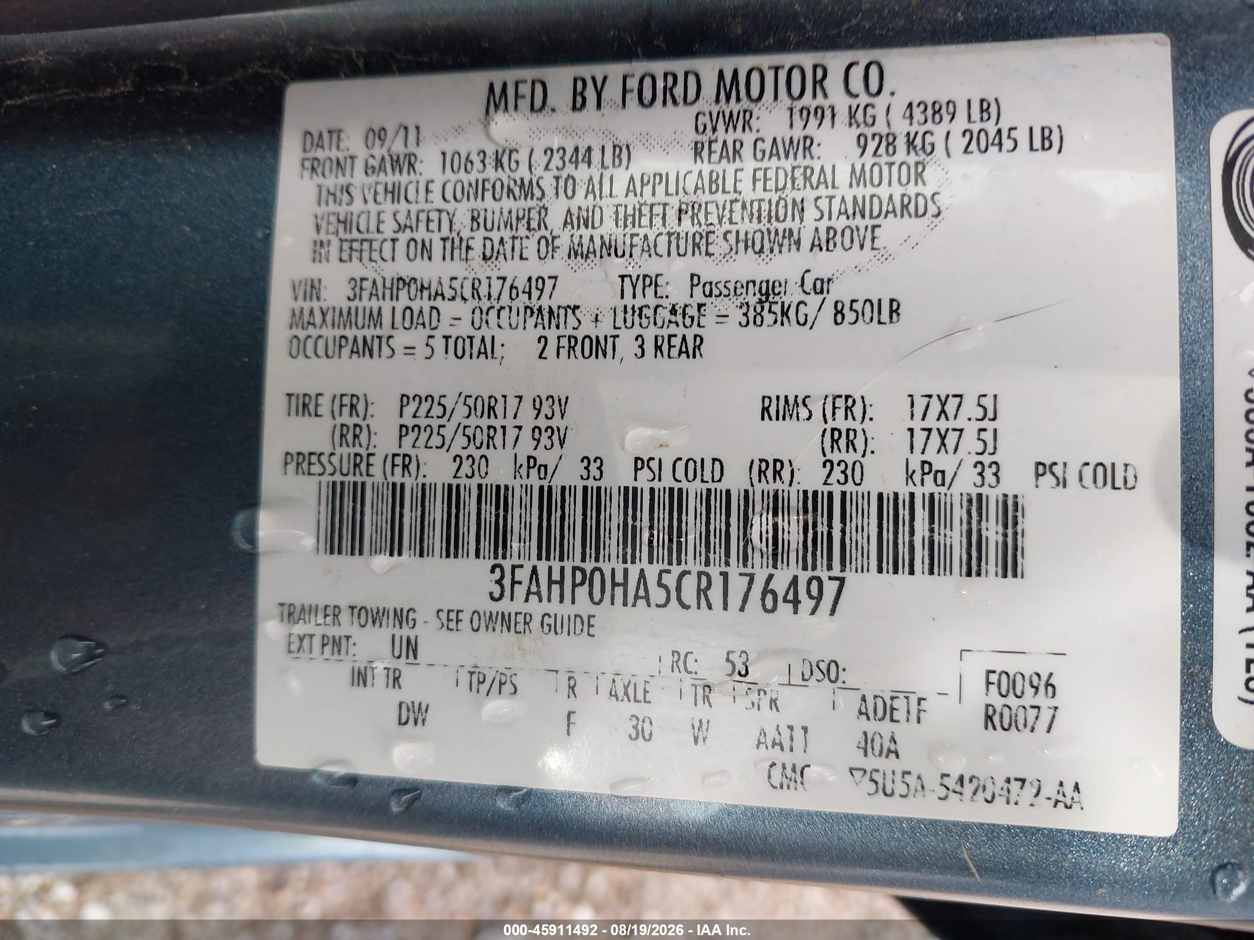 2012 Ford Fusion Se Blue vin: 3FAHP0HA5CR176497