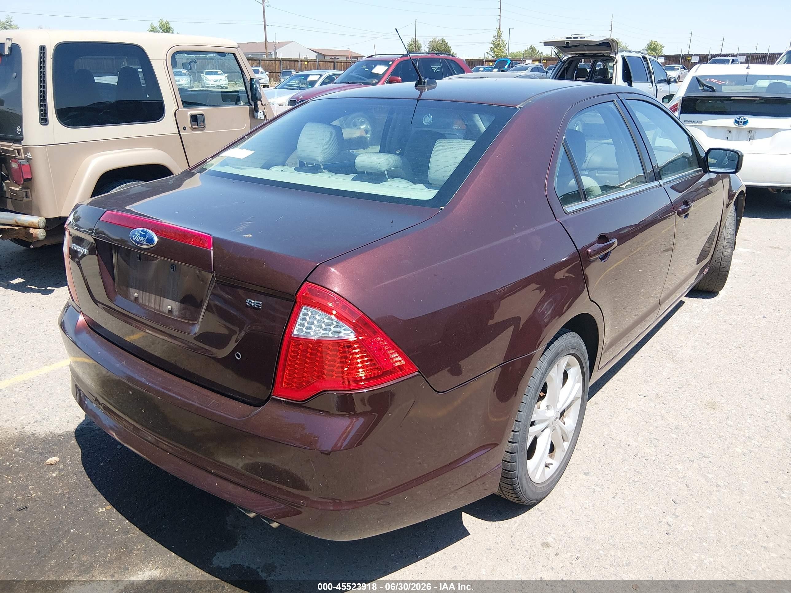 2012 Ford Fusion Se Maroon vin: 3FAHP0HA5CR177570