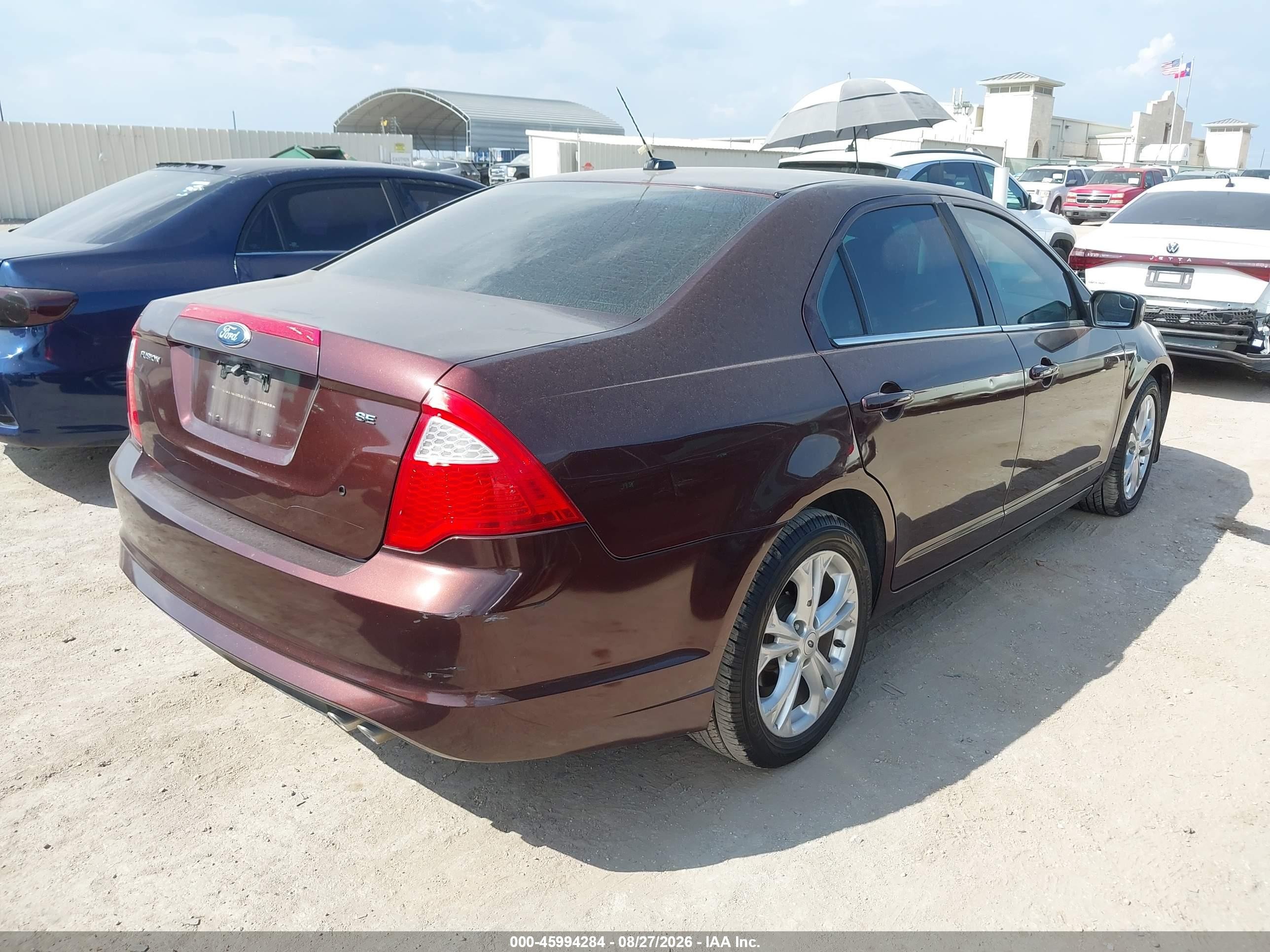 2012 Ford Fusion Se Brown vin: 3FAHP0HA5CR213614