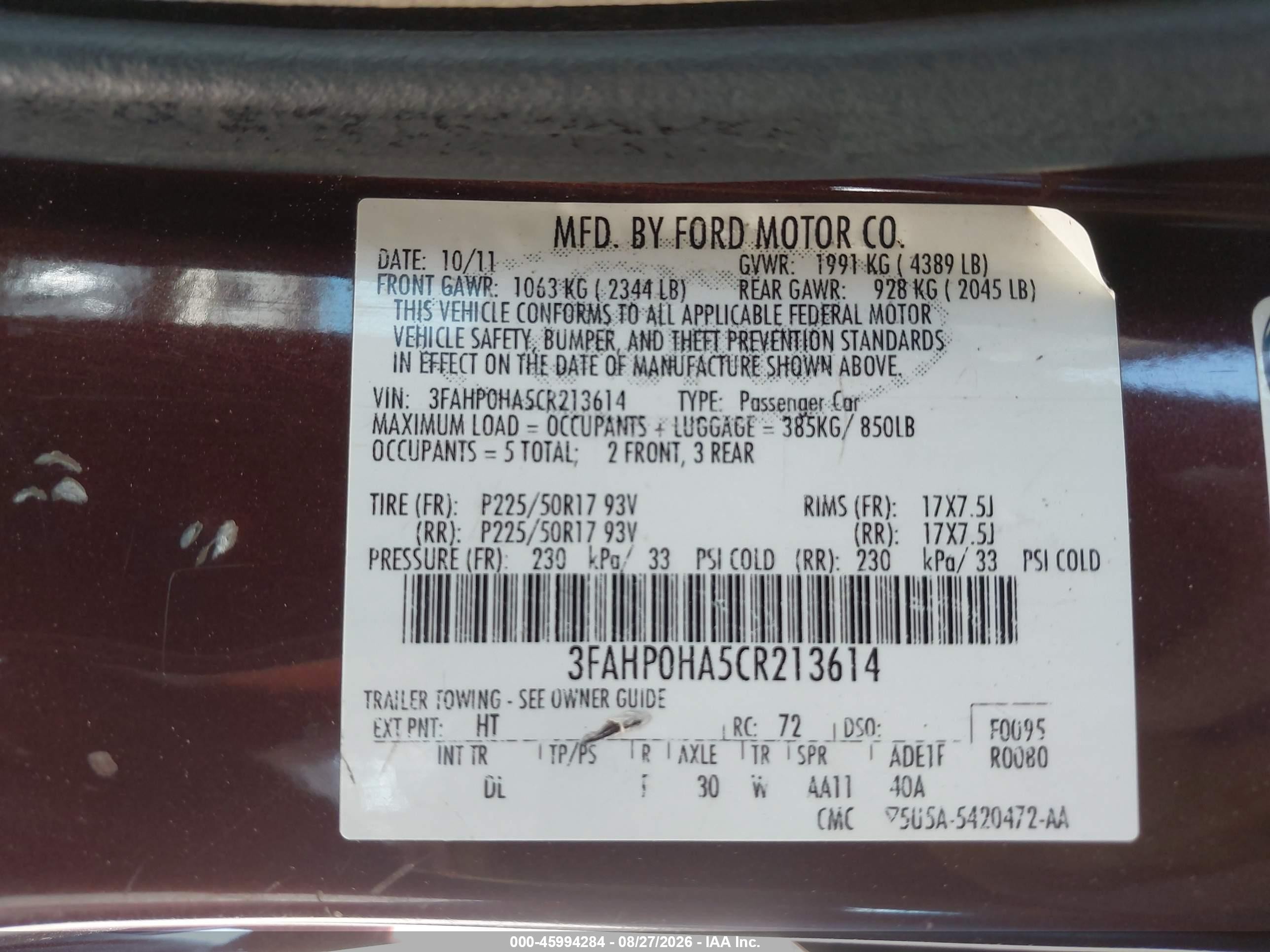 2012 Ford Fusion Se Brown vin: 3FAHP0HA5CR213614