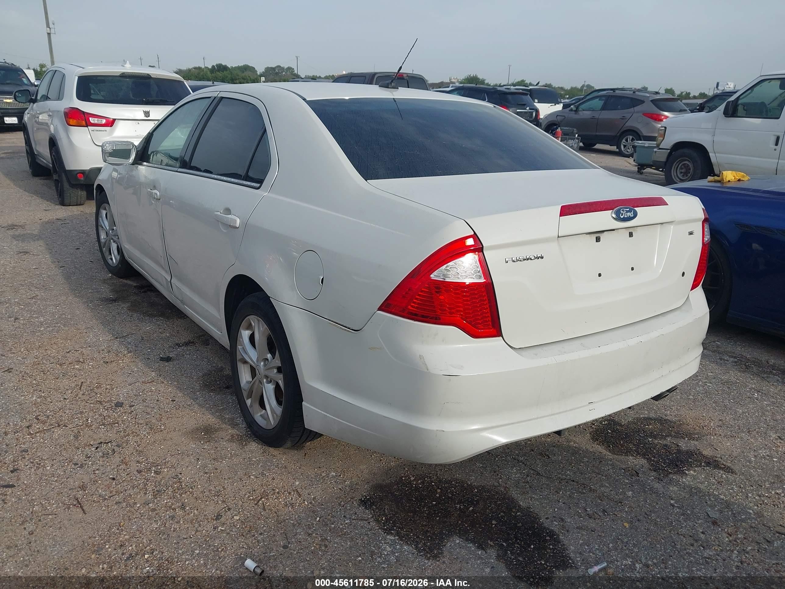 2012 Ford Fusion Se White vin: 3FAHP0HA5CR219087
