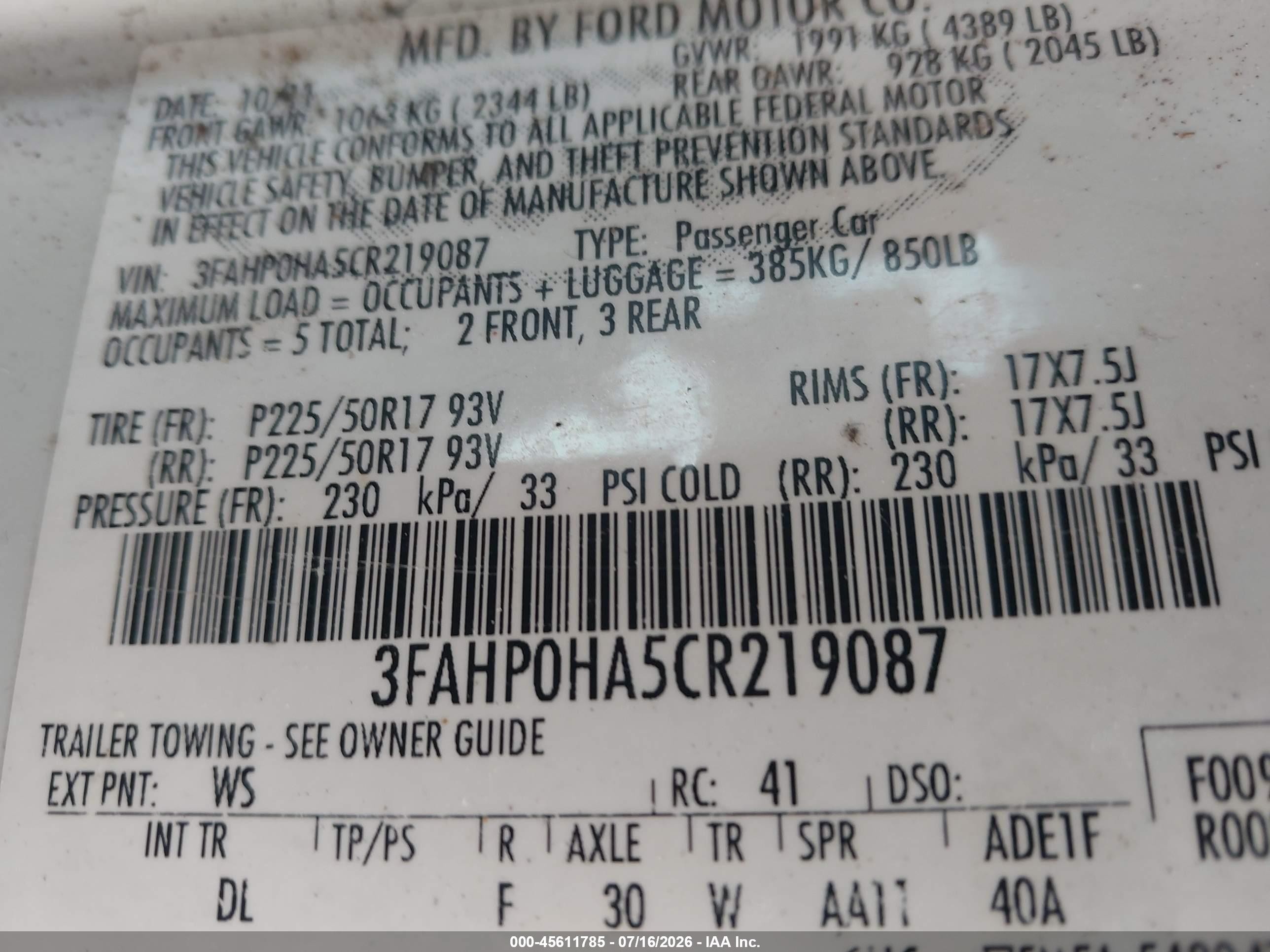 2012 Ford Fusion Se White vin: 3FAHP0HA5CR219087