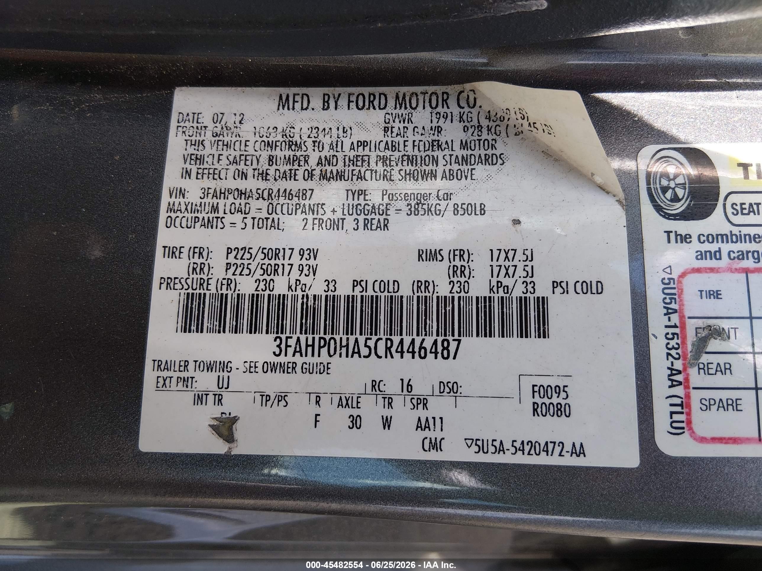 2012 Ford Fusion Se Gray vin: 3FAHP0HA5CR446487