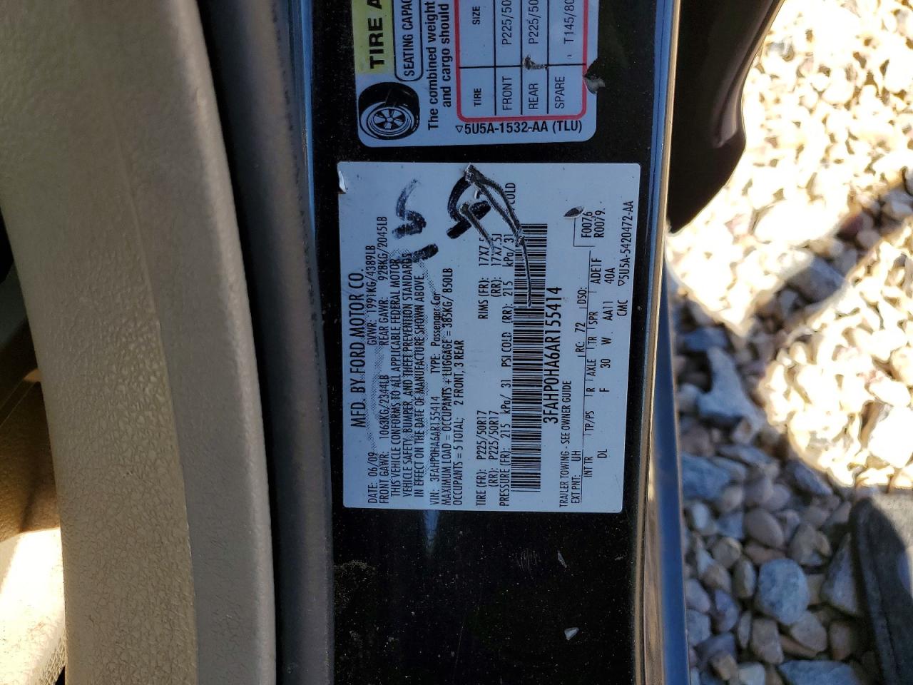 2010 Ford Fusion Se Charcoal vin: 3FAHP0HA6AR155414