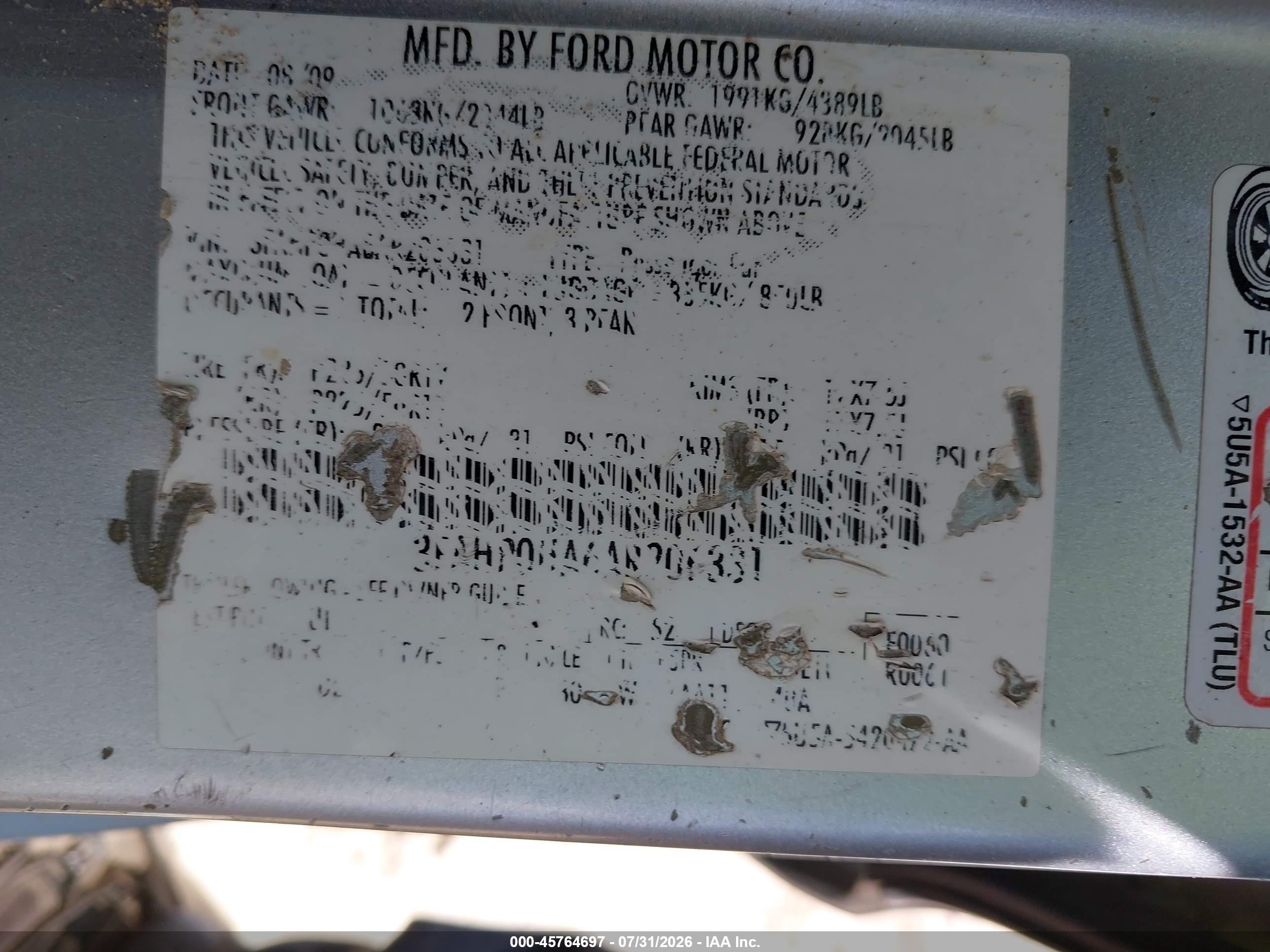 2010 Ford Fusion Se Silver vin: 3FAHP0HA6AR206331