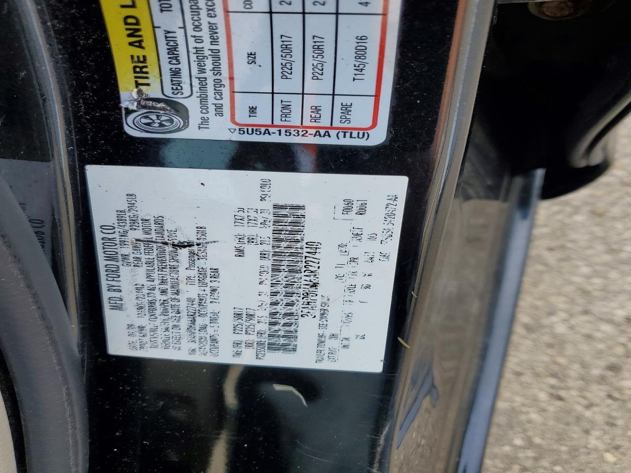 2010 Ford Fusion Se Black vin: 3FAHP0HA6AR227440