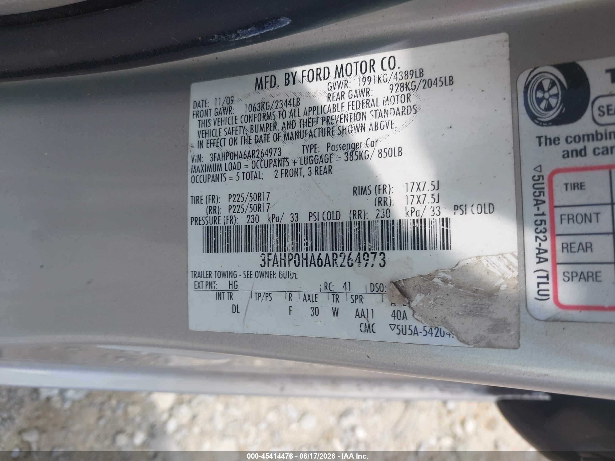 2010 Ford Fusion Se Silver vin: 3FAHP0HA6AR264973