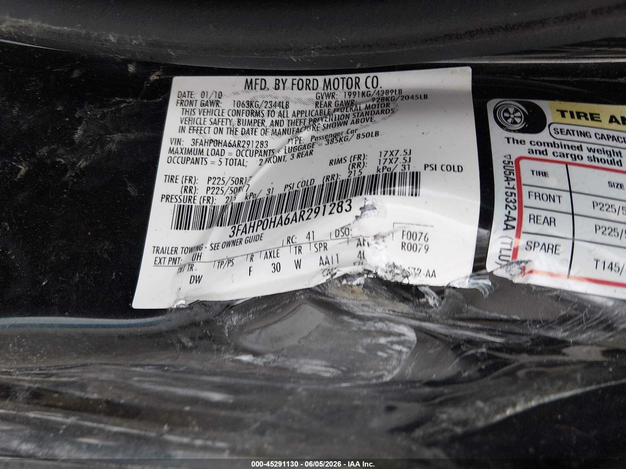 2010 Ford Fusion Se Black vin: 3FAHP0HA6AR291283