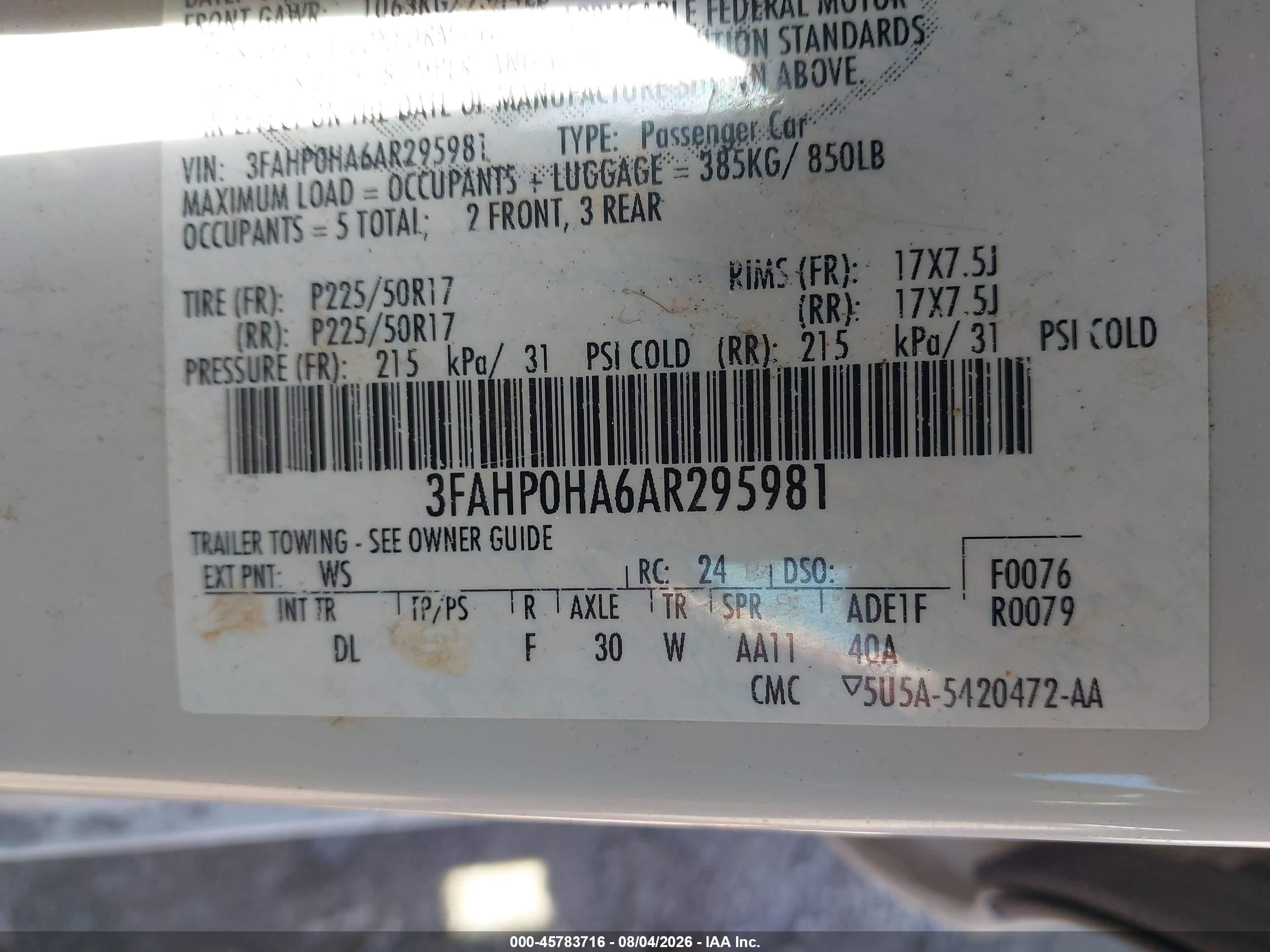 2010 Ford Fusion Se White vin: 3FAHP0HA6AR295981