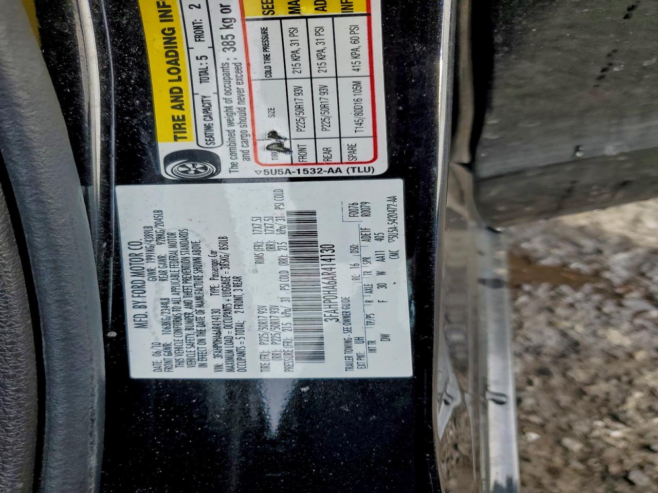 2010 Ford Fusion Se Black vin: 3FAHP0HA6AR414130