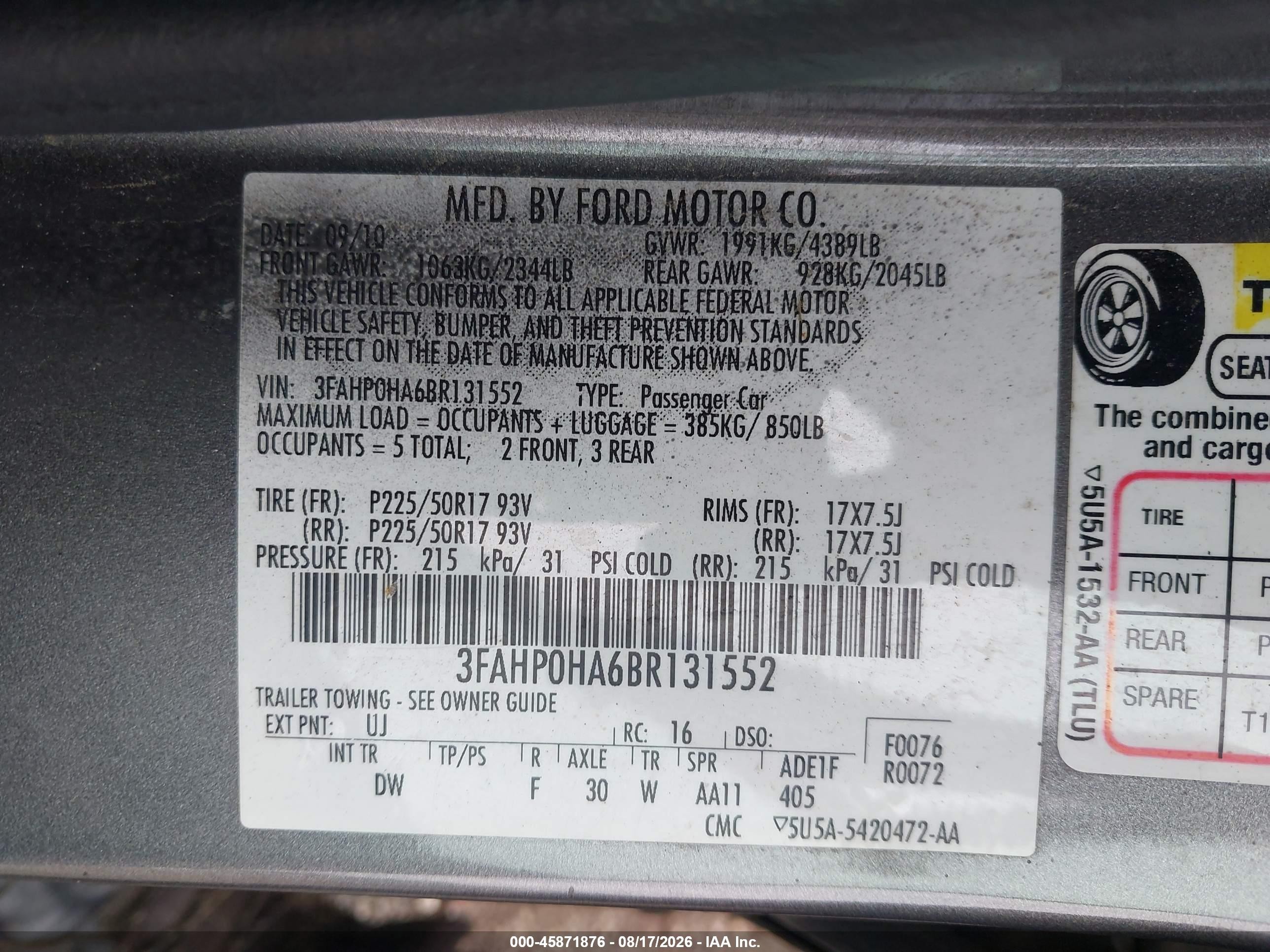 2011 Ford Fusion Se Gray vin: 3FAHP0HA6BR131552