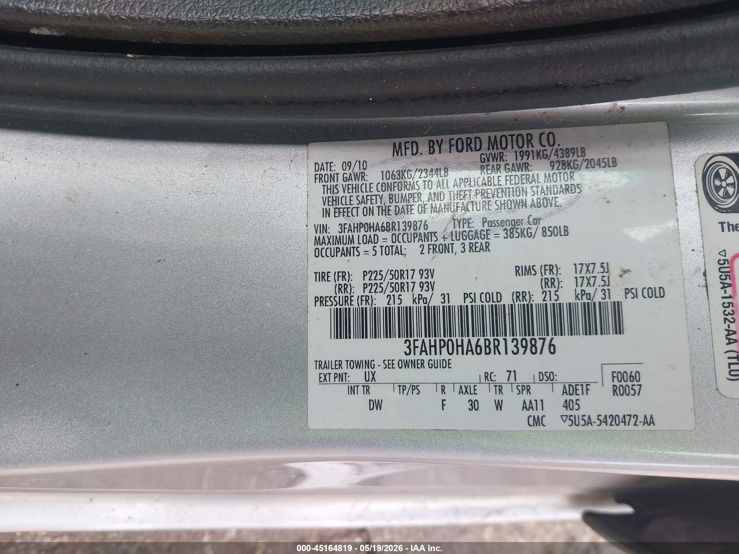 2011 Ford Fusion Se Silver vin: 3FAHP0HA6BR139876