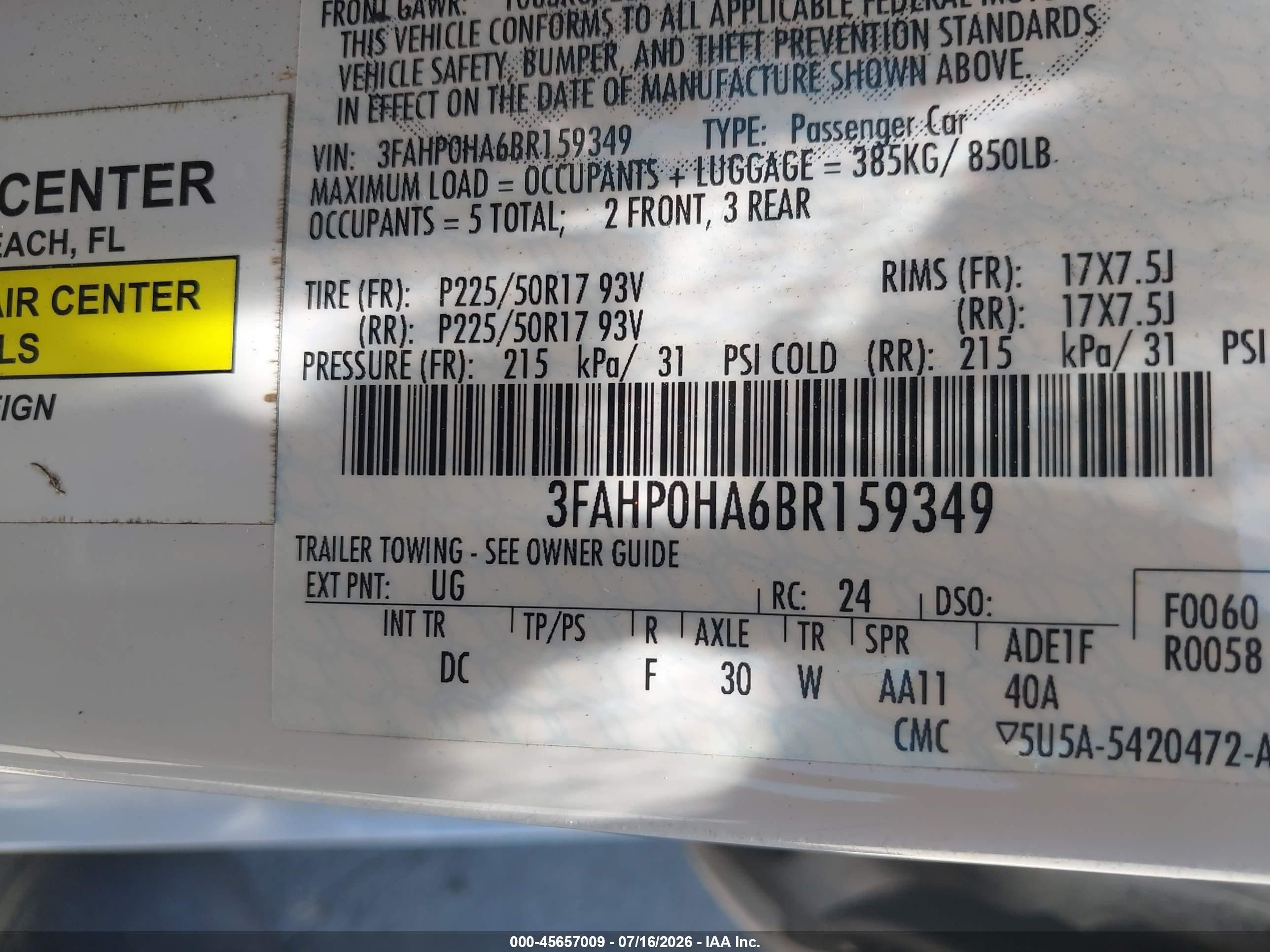 2011 Ford Fusion Se White vin: 3FAHP0HA6BR159349